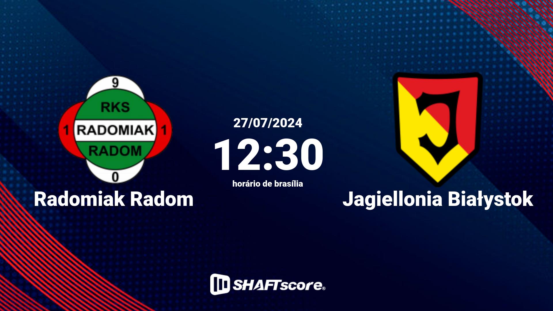 Estatísticas do jogo Radomiak Radom vs Jagiellonia Białystok 27.07 12:30