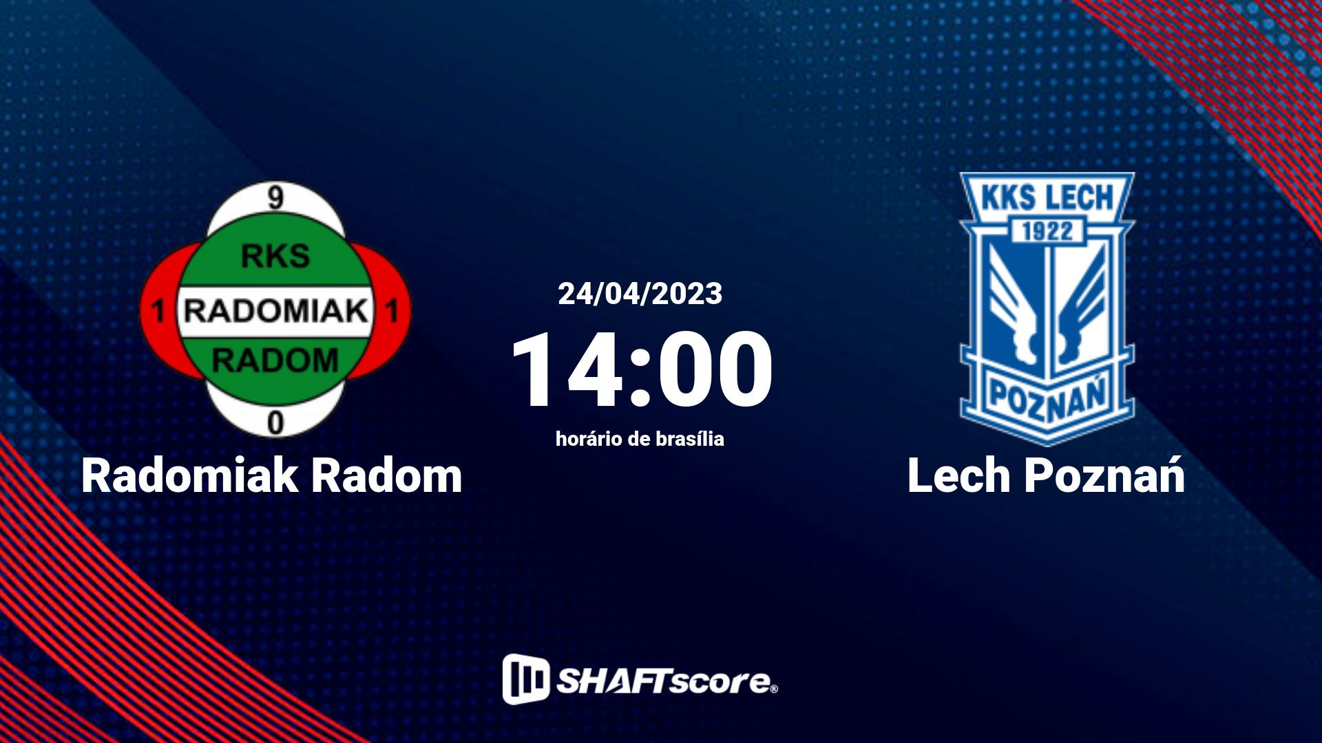 Estatísticas do jogo Radomiak Radom vs Lech Poznań 24.04 14:00