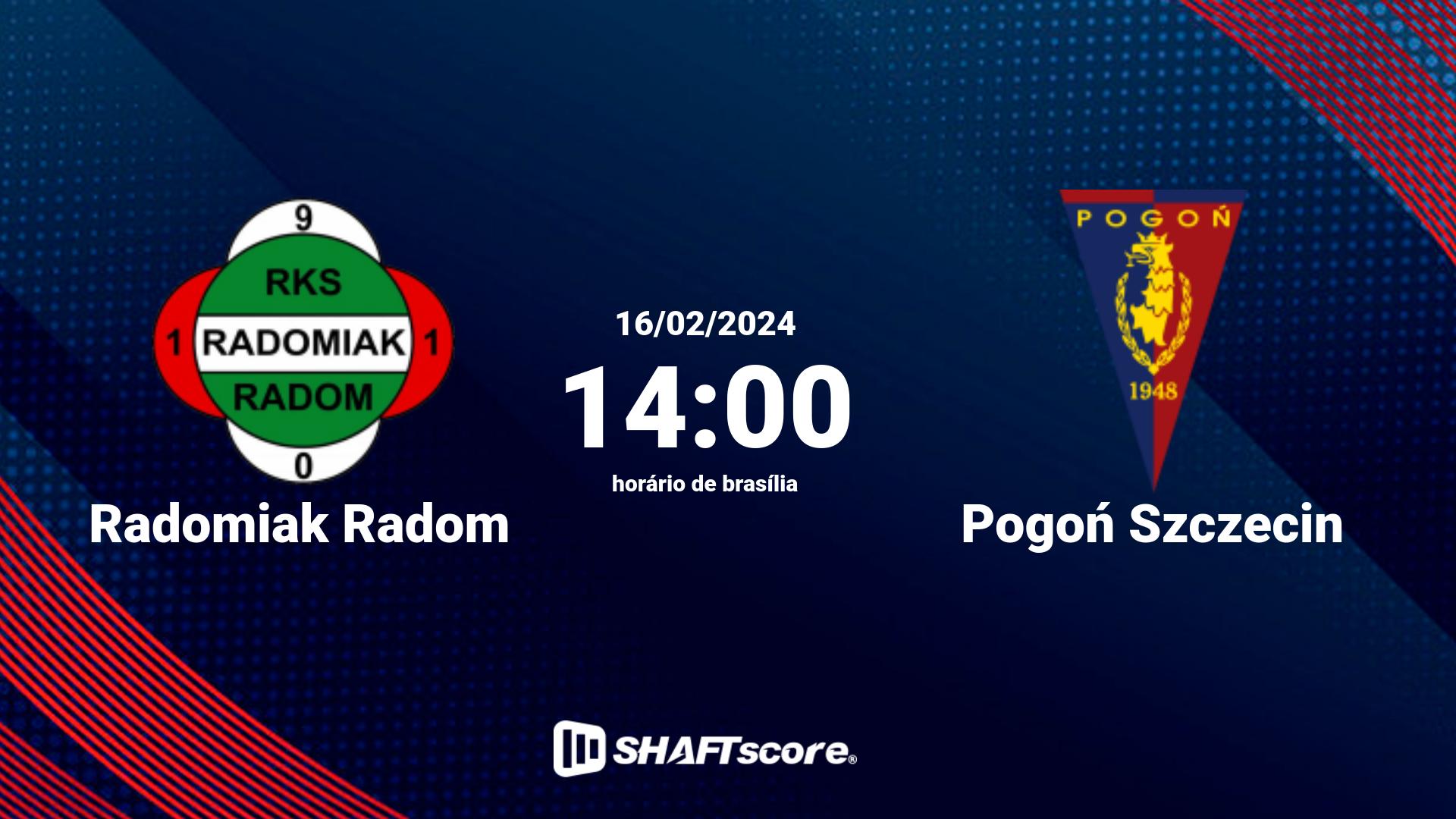 Estatísticas do jogo Radomiak Radom vs Pogoń Szczecin 16.02 14:00