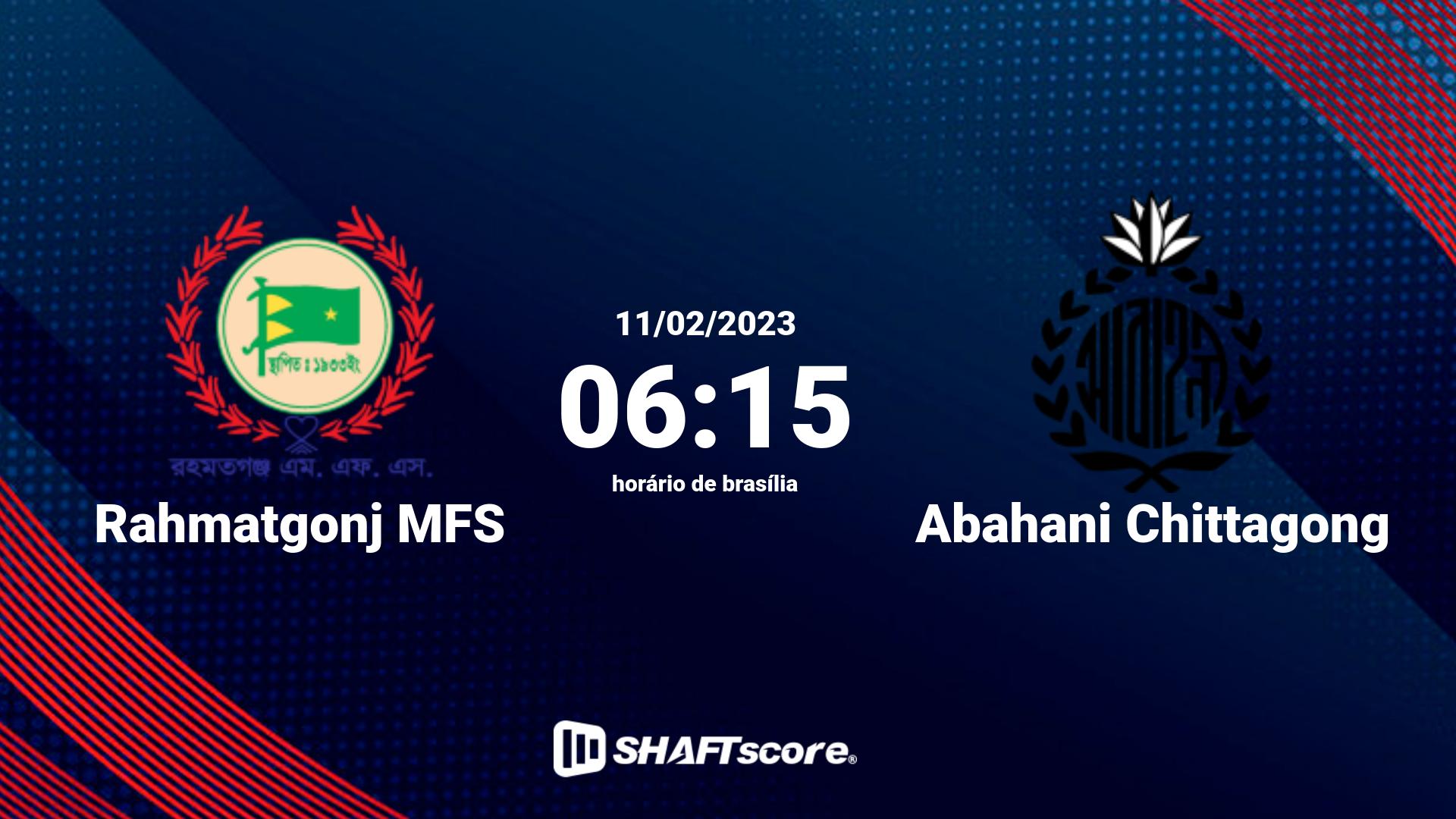 Estatísticas do jogo Rahmatgonj MFS vs Abahani Chittagong 11.02 06:15