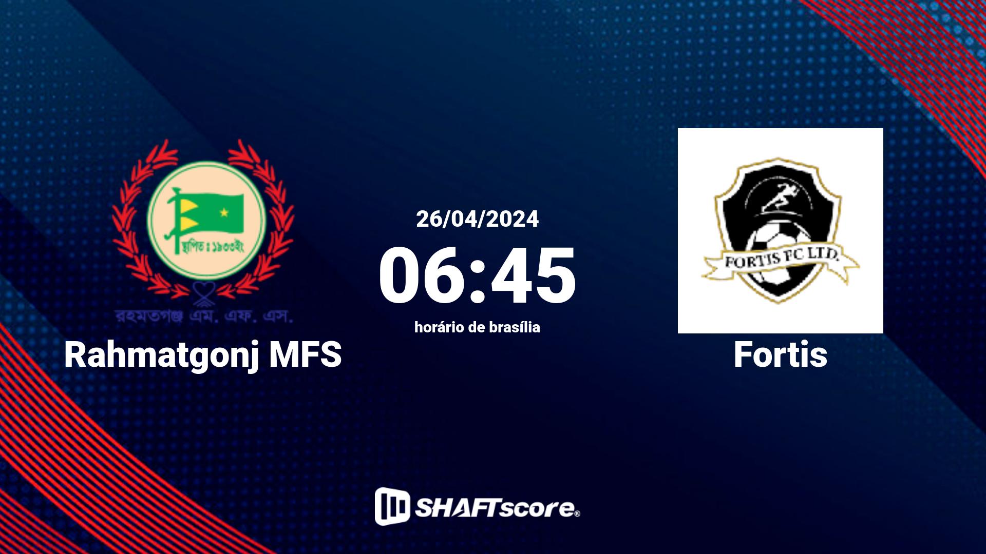 Estatísticas do jogo Rahmatgonj MFS vs Fortis 26.04 06:45