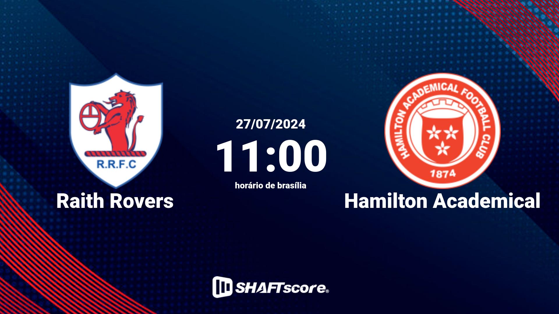 Estatísticas do jogo Raith Rovers vs Hamilton Academical 27.07 11:00