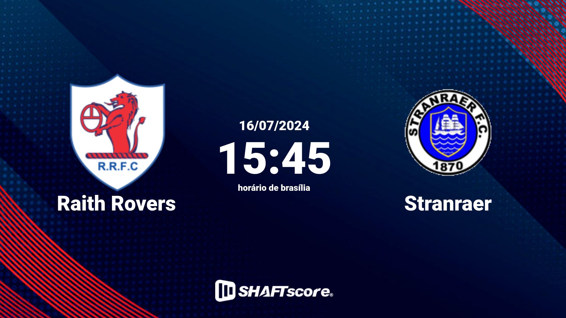 Estatísticas do jogo Raith Rovers vs Stranraer 16.07 15:45