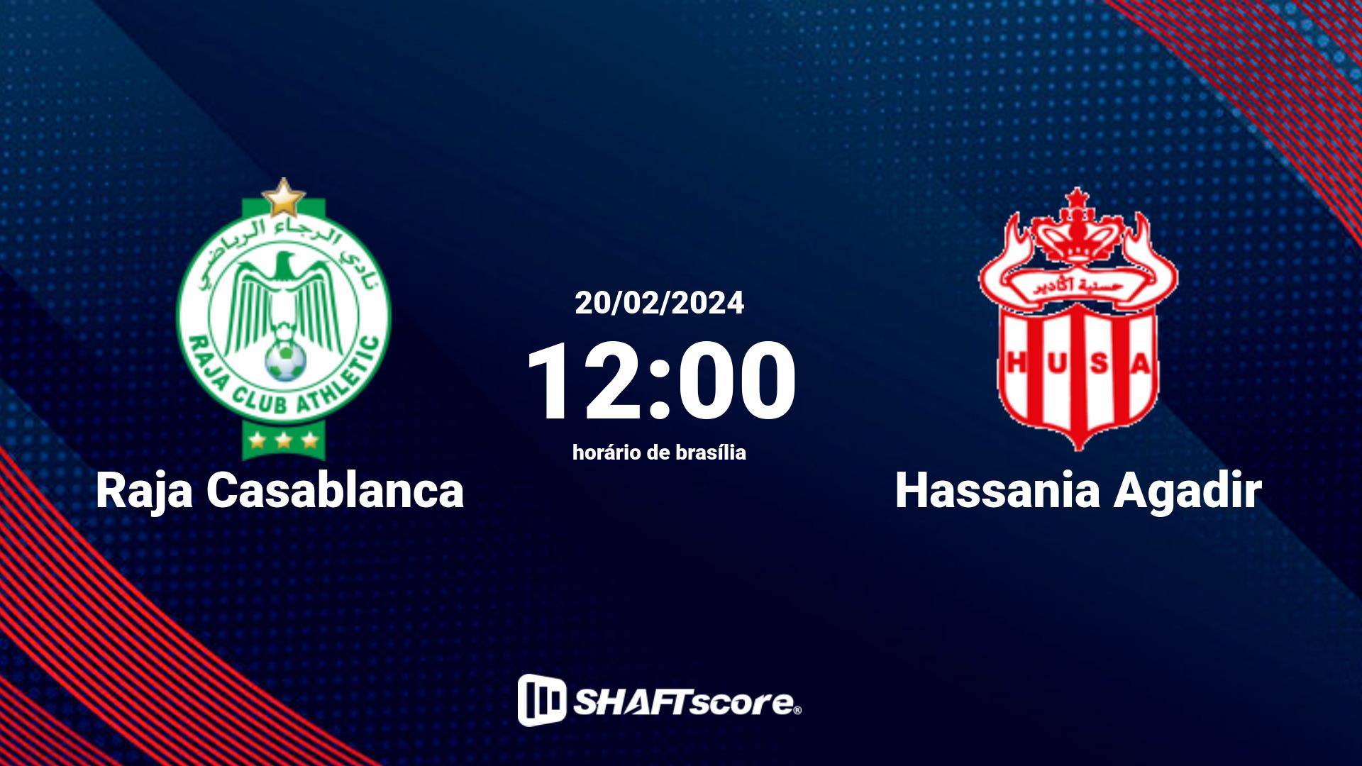 Estatísticas do jogo Raja Casablanca vs Hassania Agadir 20.02 12:00