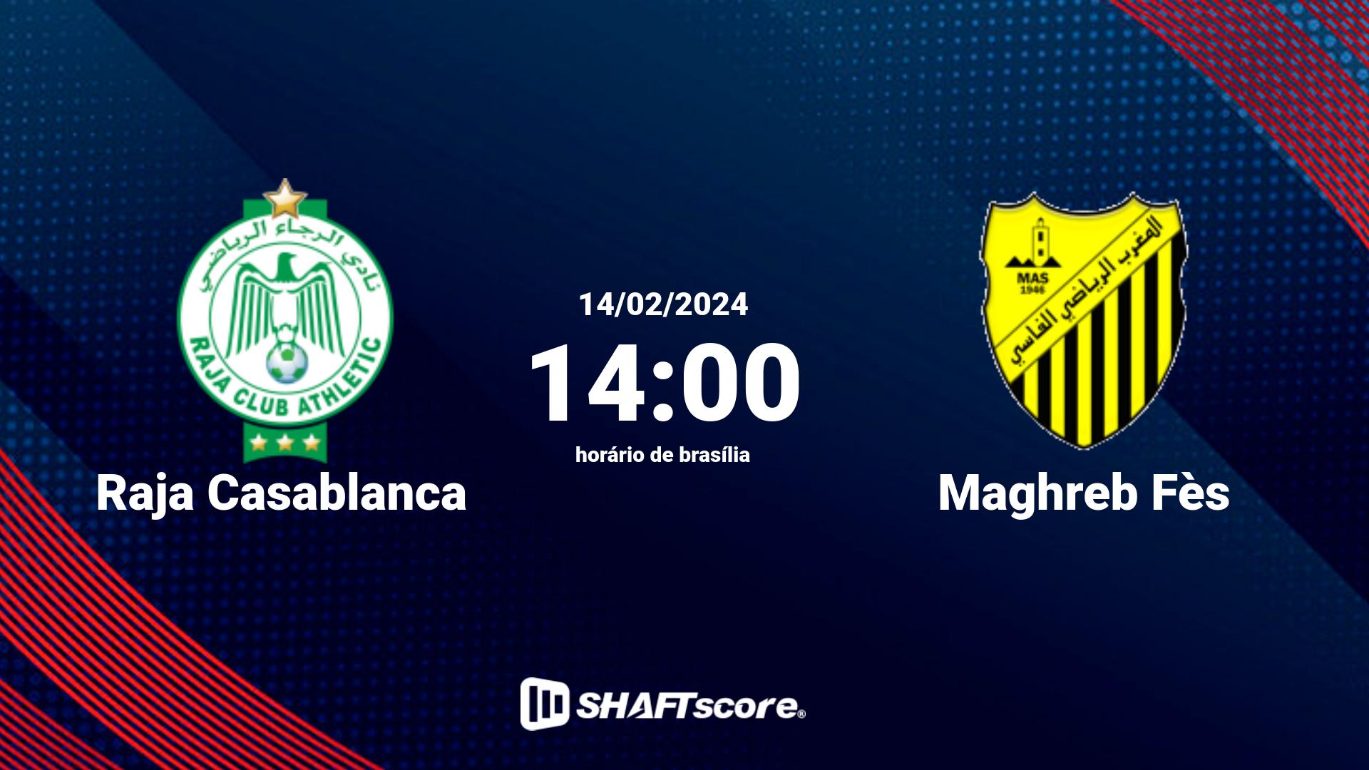 Estatísticas do jogo Raja Casablanca vs Maghreb Fès 14.02 14:00