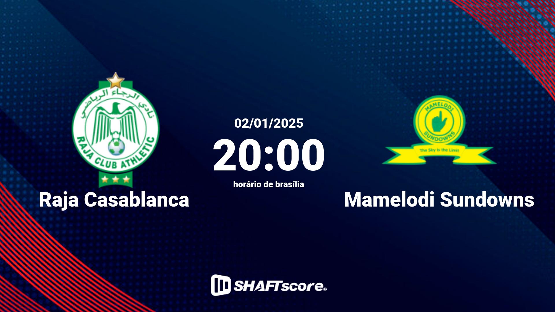 Estatísticas do jogo Raja Casablanca vs Mamelodi Sundowns 02.01 20:00