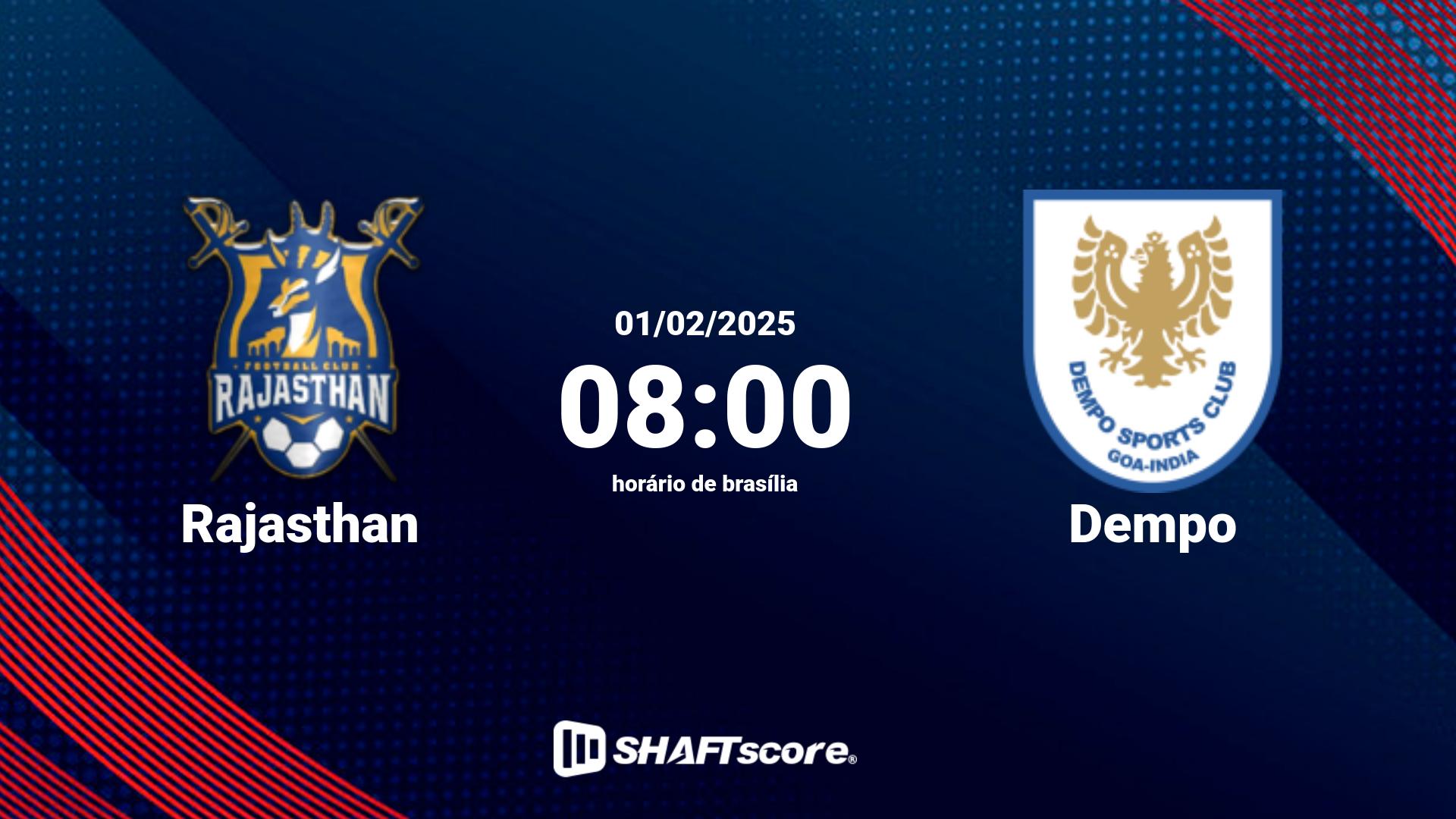 Estatísticas do jogo Rajasthan vs Dempo 01.02 08:00