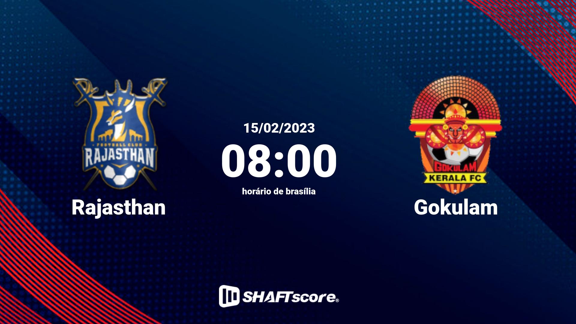 Estatísticas do jogo Rajasthan vs Gokulam 15.02 08:00