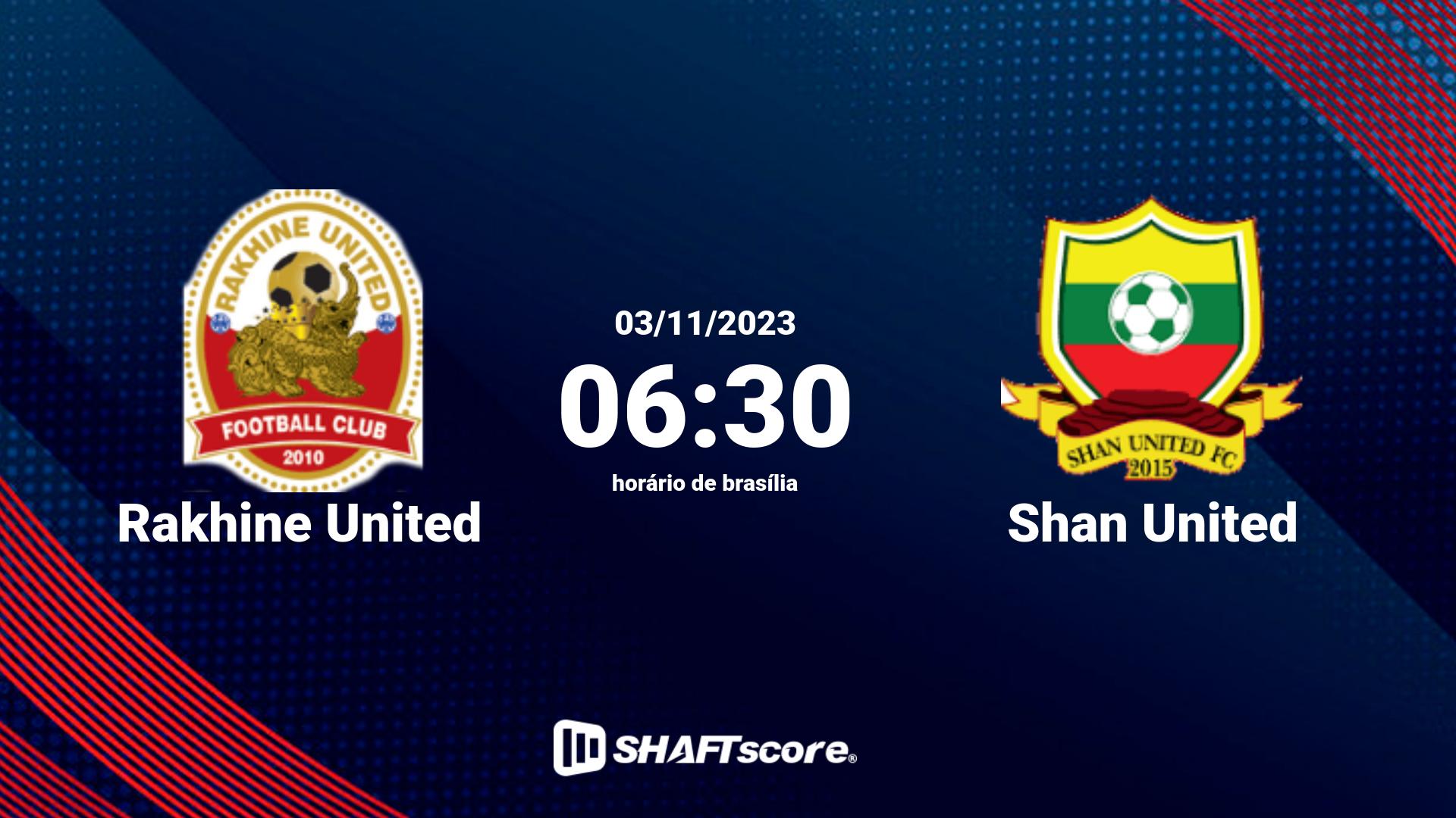 Estatísticas do jogo Rakhine United vs Shan United 03.11 06:30