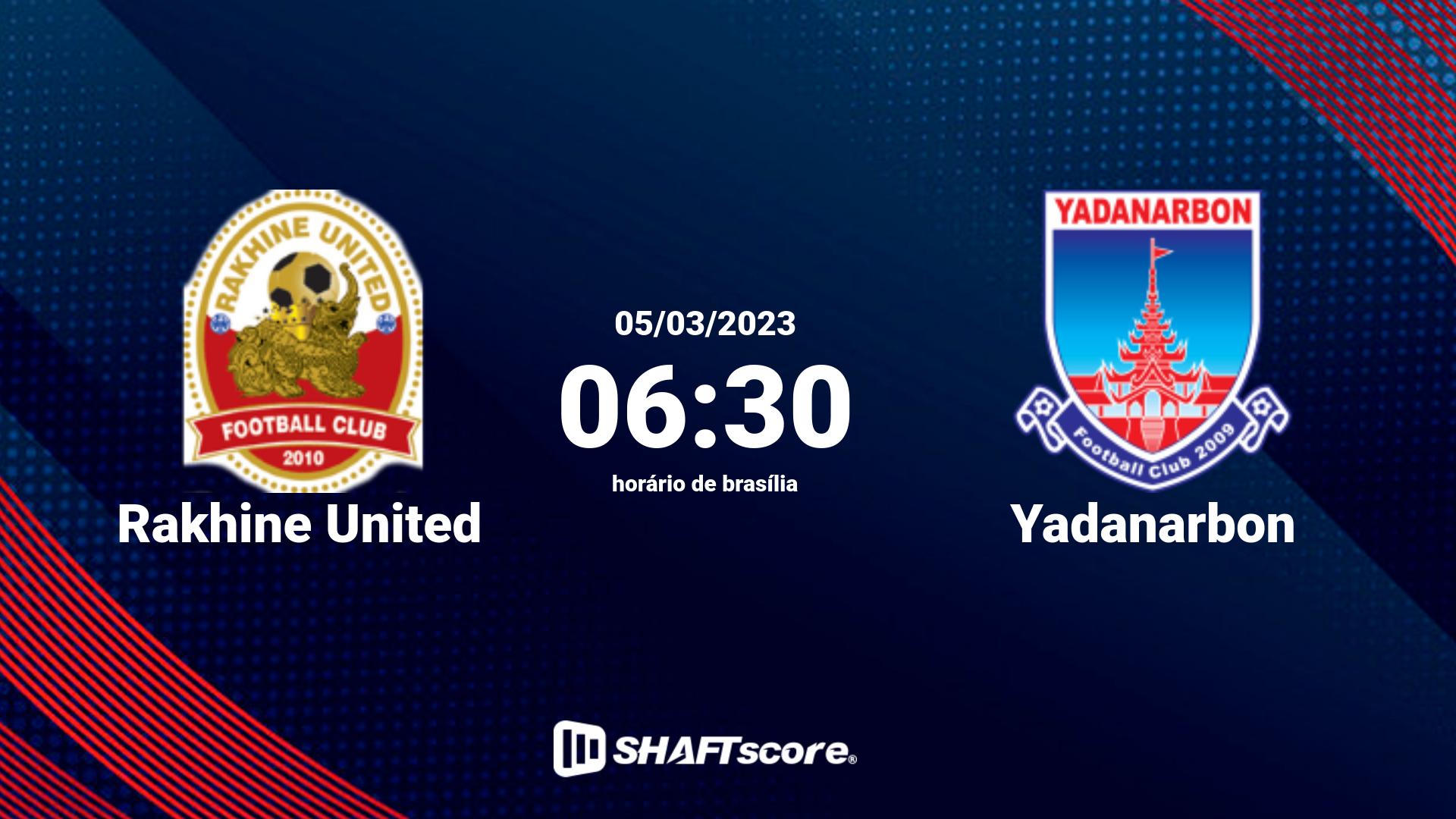 Estatísticas do jogo Rakhine United vs Yadanarbon 05.03 06:30