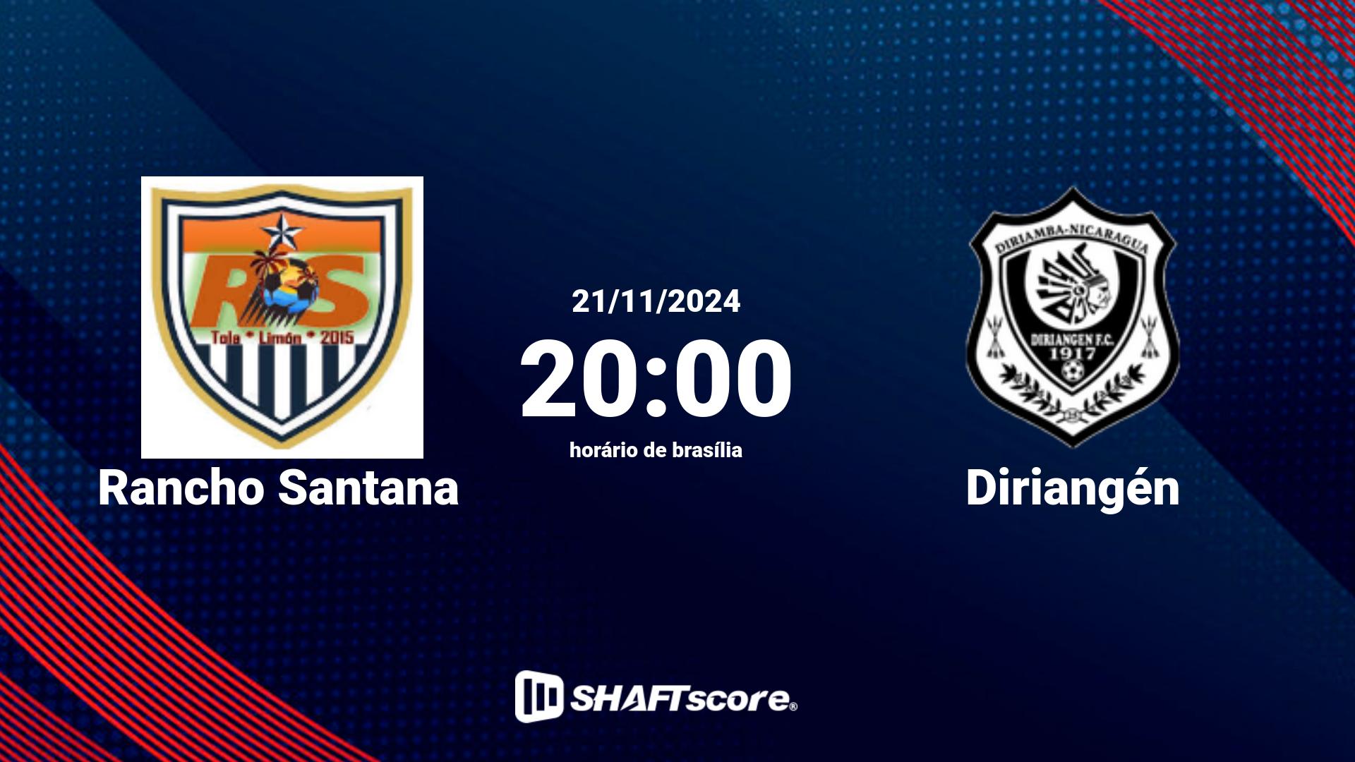 Estatísticas do jogo Rancho Santana vs Diriangén 21.11 20:00