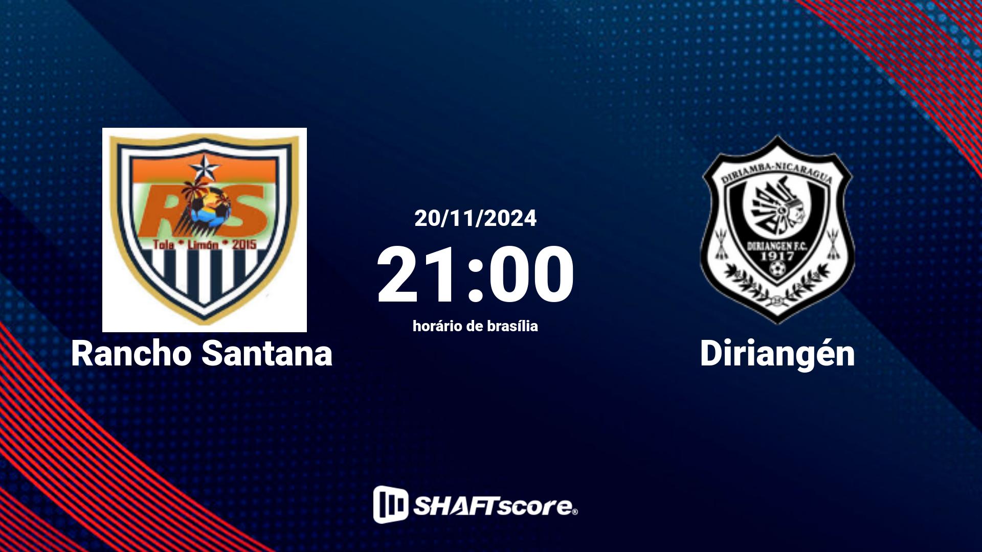 Estatísticas do jogo Rancho Santana vs Diriangén 21.11 20:00