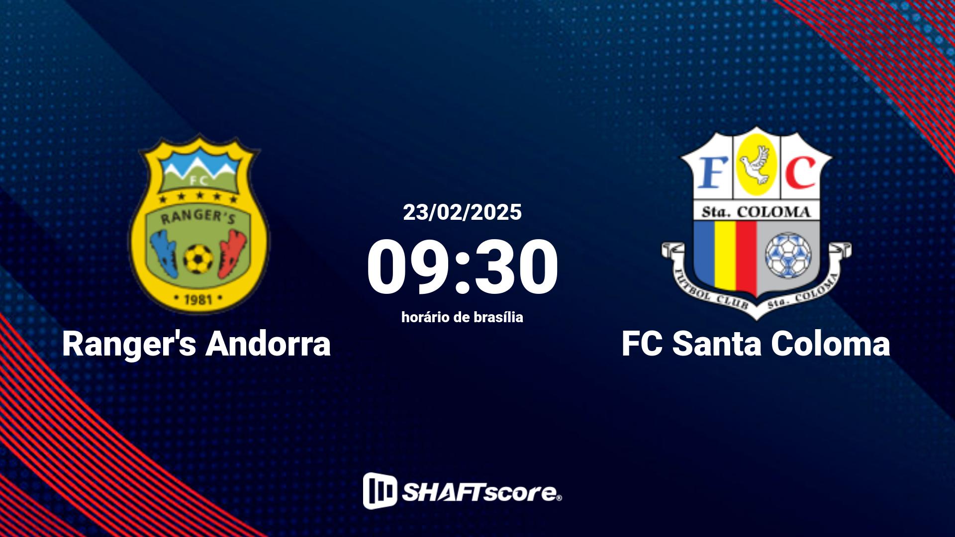 Estatísticas do jogo Ranger's Andorra vs FC Santa Coloma 23.02 09:30