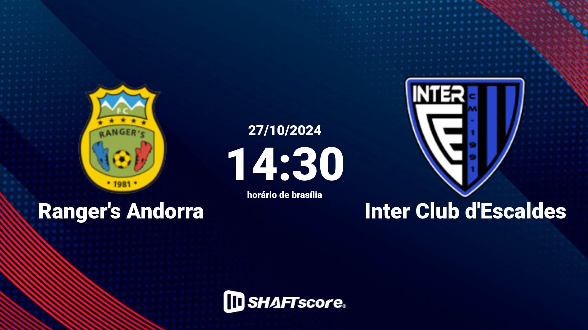 Estatísticas do jogo Ranger's Andorra vs Inter Club d'Escaldes 27.10 14:30