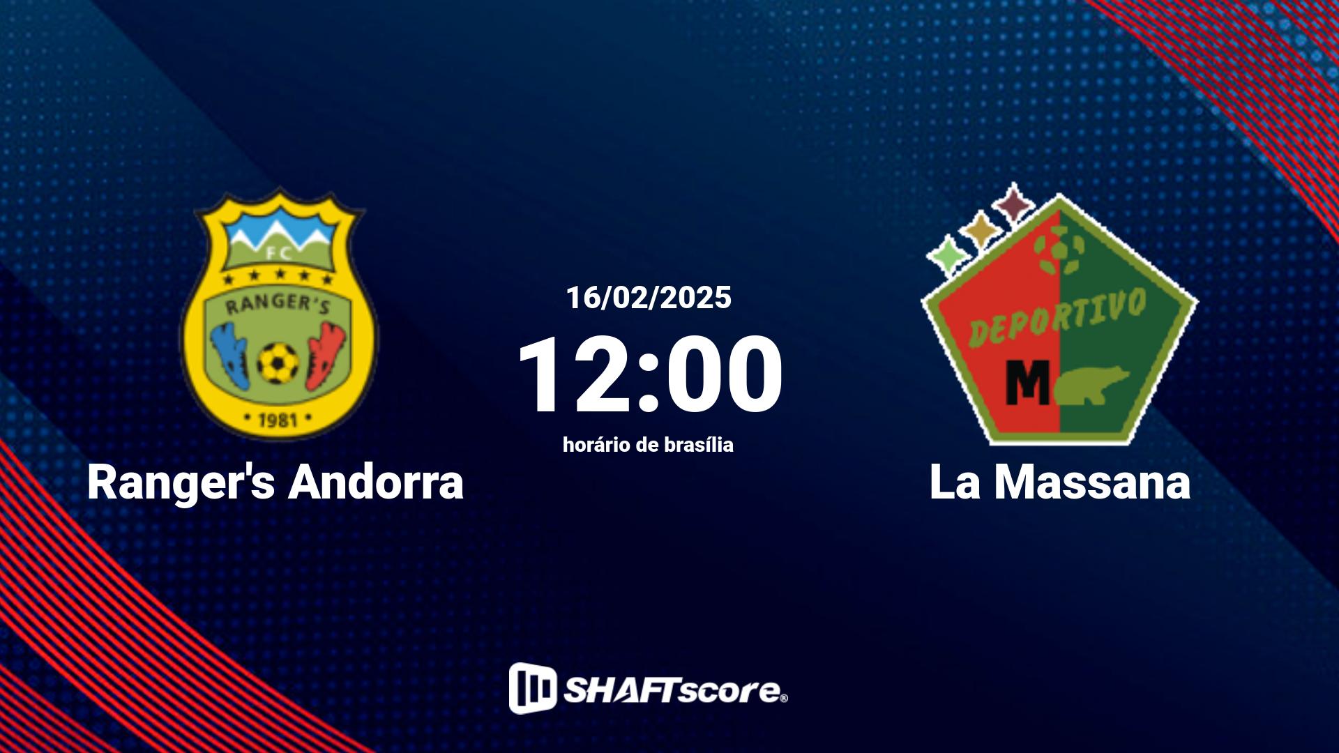 Estatísticas do jogo Ranger's Andorra vs La Massana 16.02 12:00