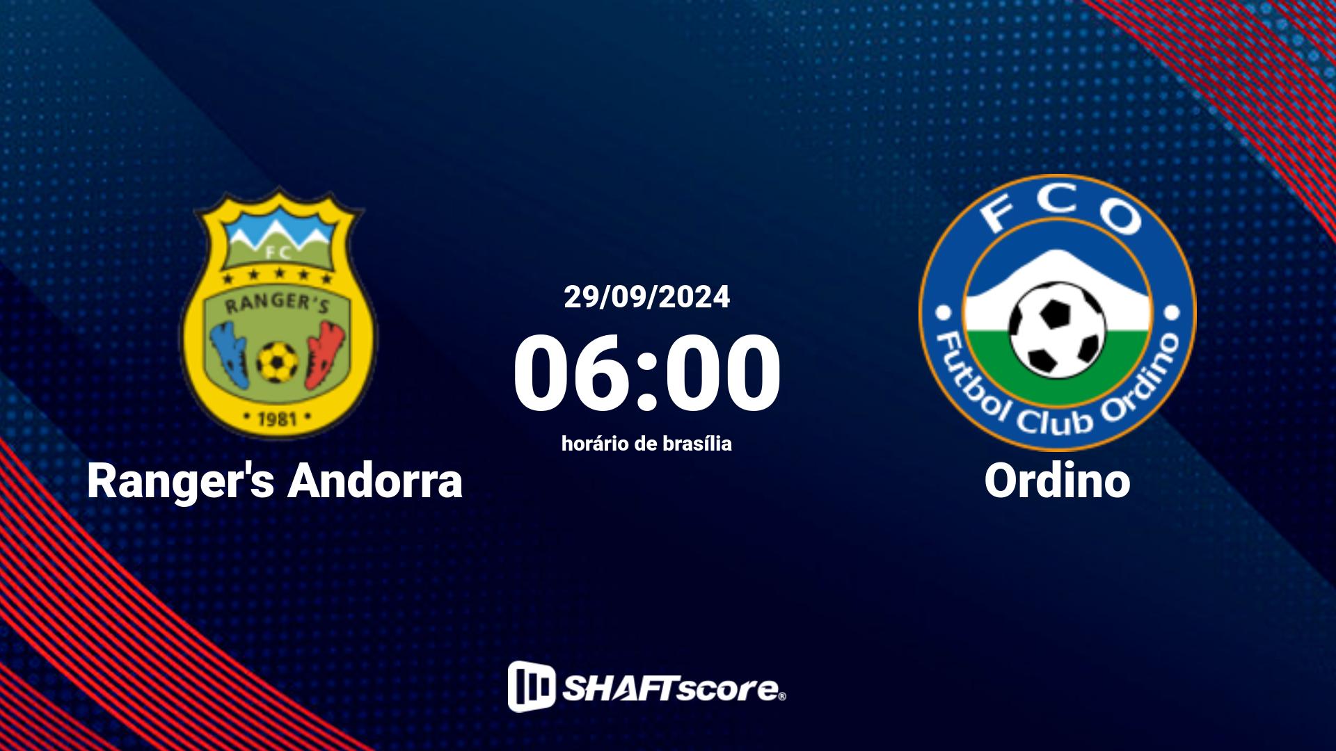 Estatísticas do jogo Ranger's Andorra vs Ordino 29.09 06:00