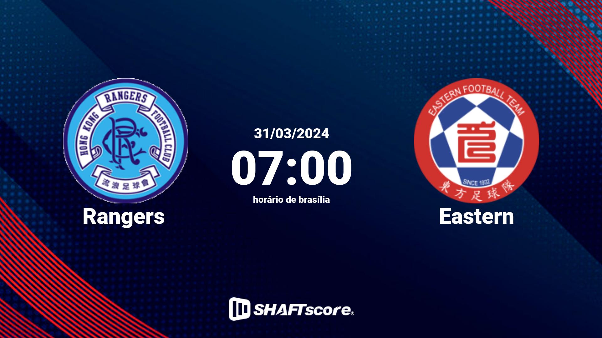 Estatísticas do jogo Rangers vs Eastern 31.03 07:00