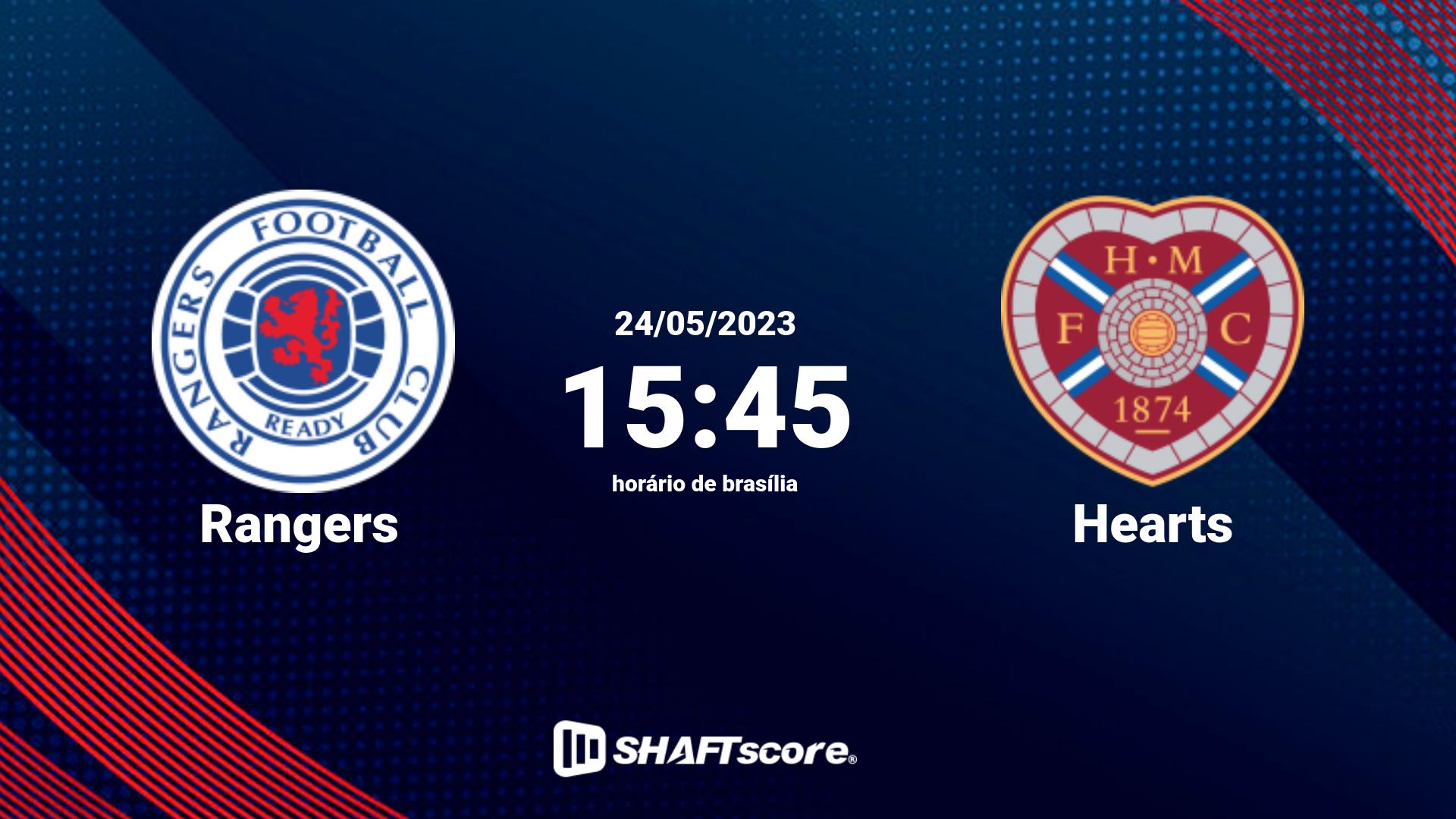 Estatísticas do jogo Rangers vs Hearts 24.05 15:45