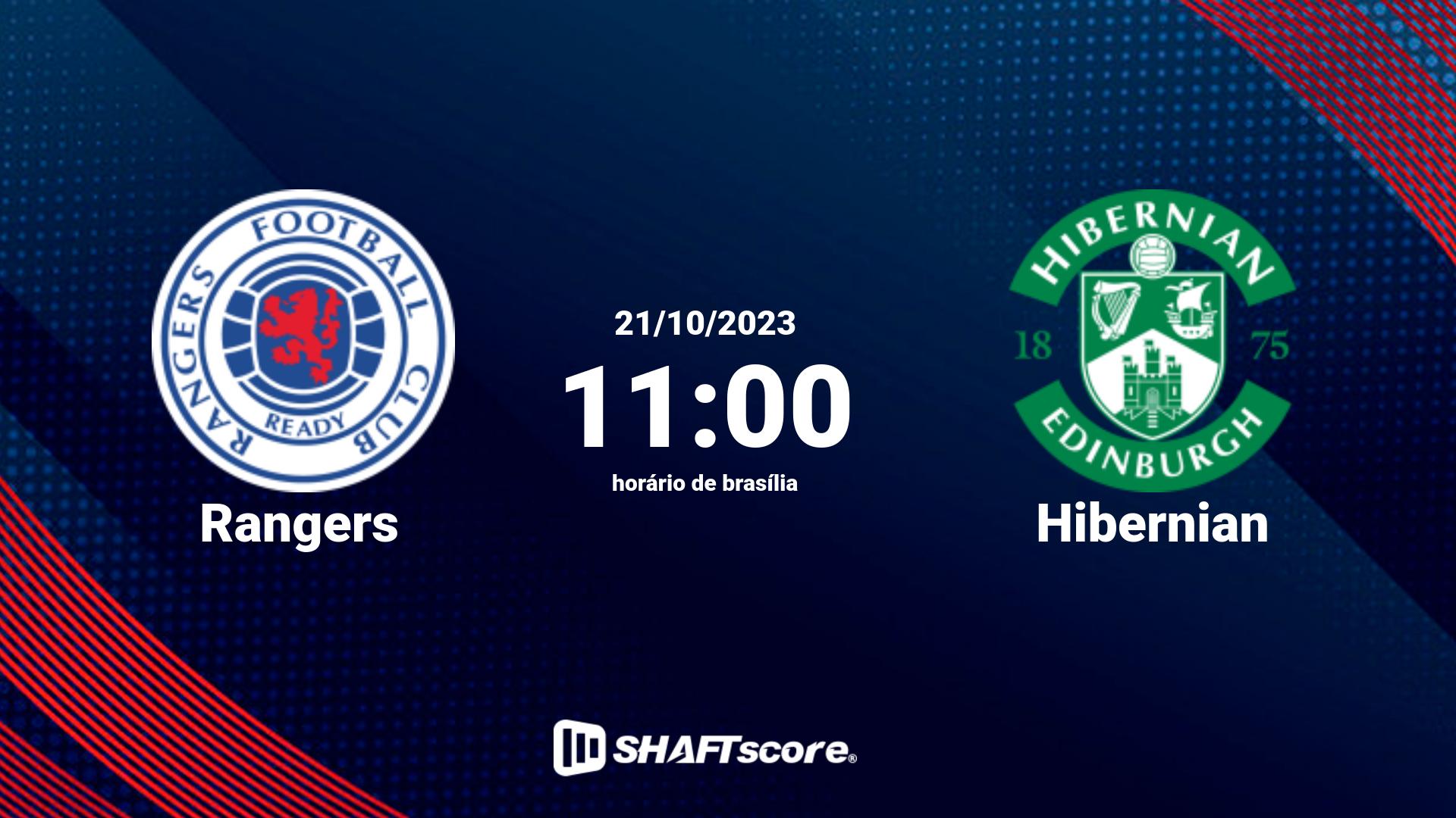 Estatísticas do jogo Rangers vs Hibernian 21.10 11:00