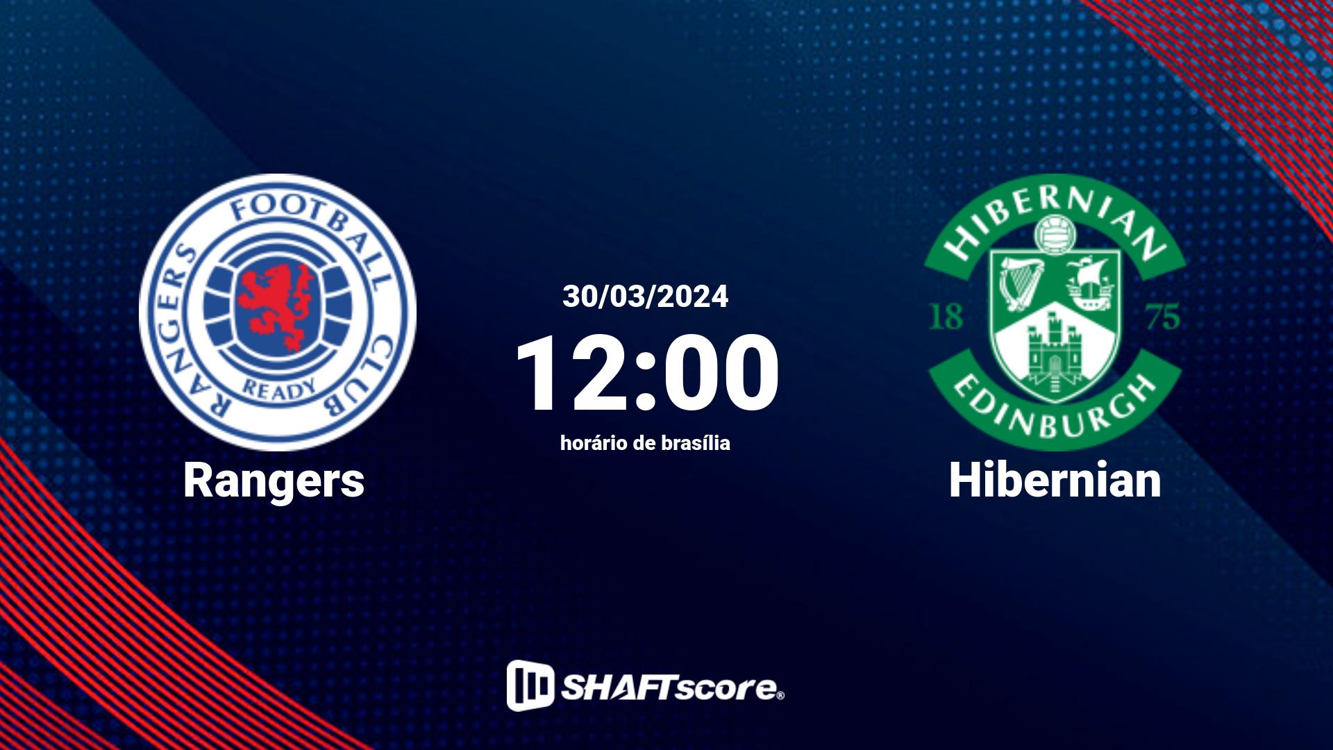 Estatísticas do jogo Rangers vs Hibernian 30.03 12:00