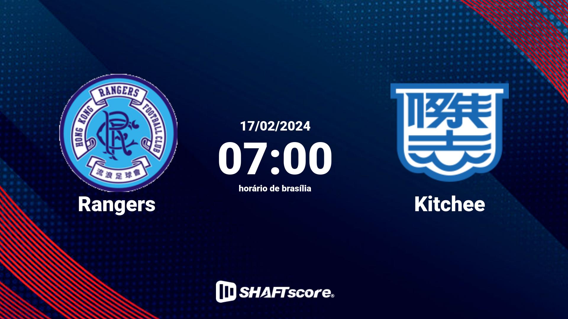 Estatísticas do jogo Rangers vs Kitchee 17.02 07:00