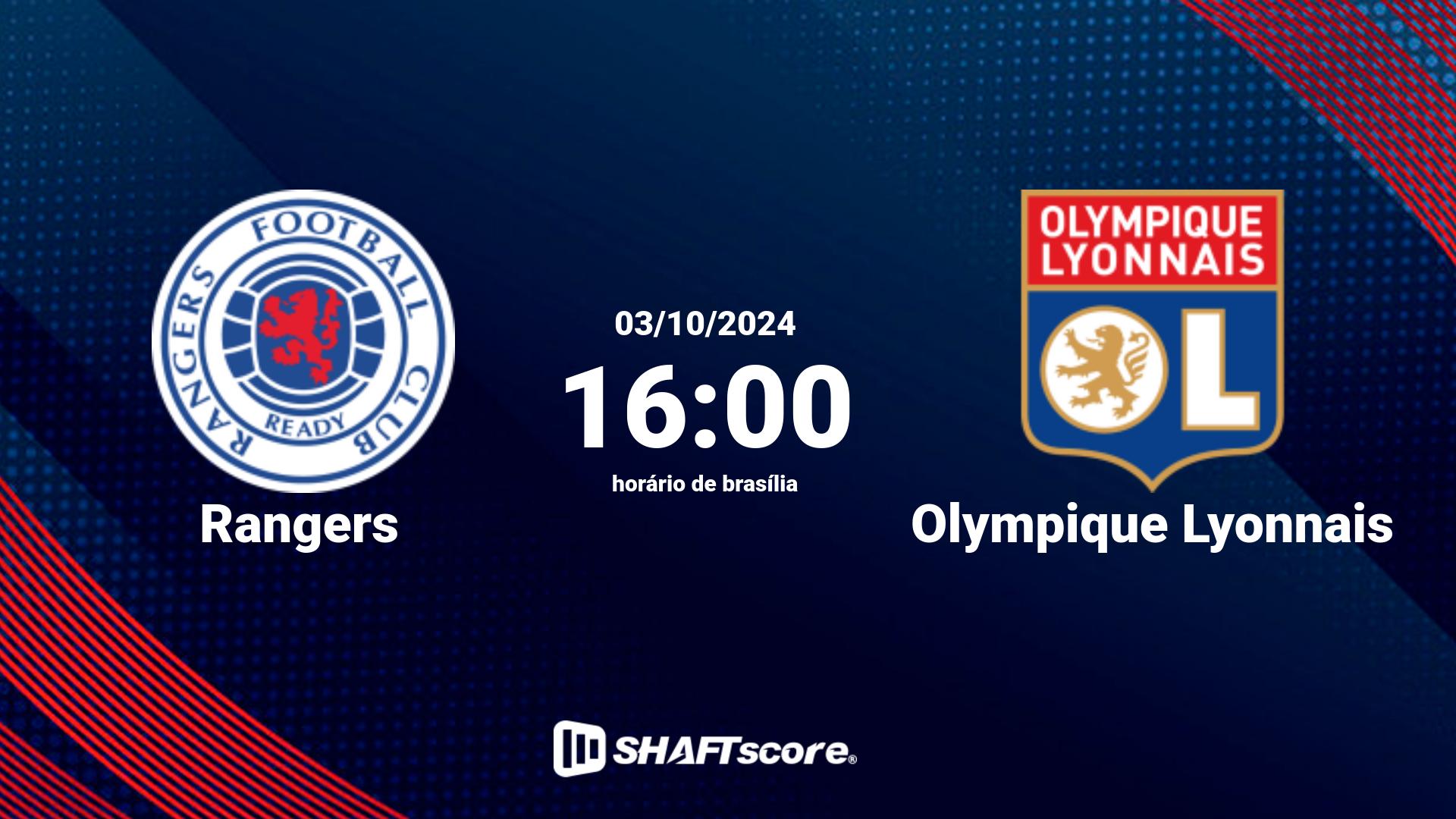 Estatísticas do jogo Rangers vs Olympique Lyonnais 03.10 16:00