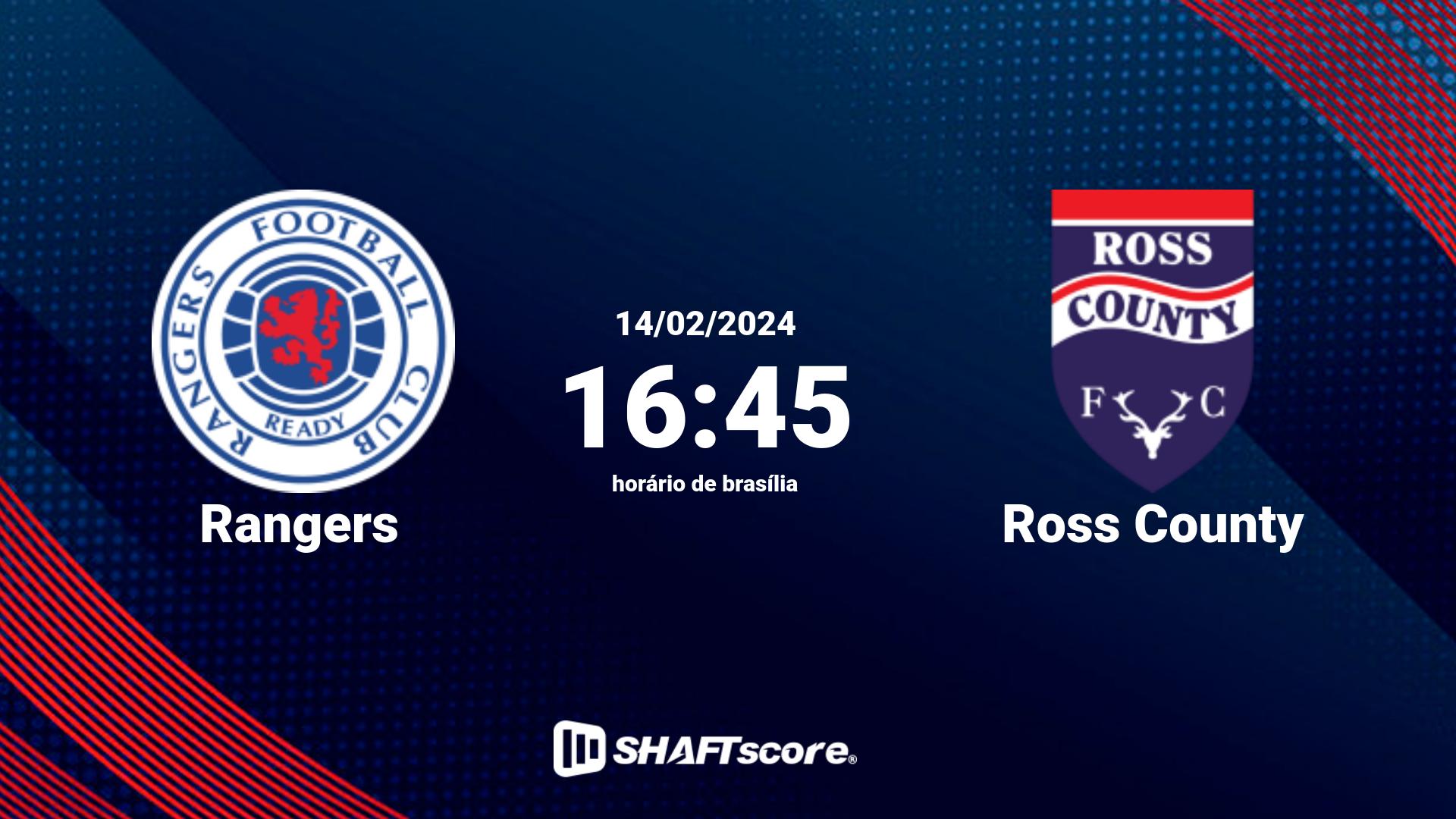 Estatísticas do jogo Rangers vs Ross County 14.02 16:45