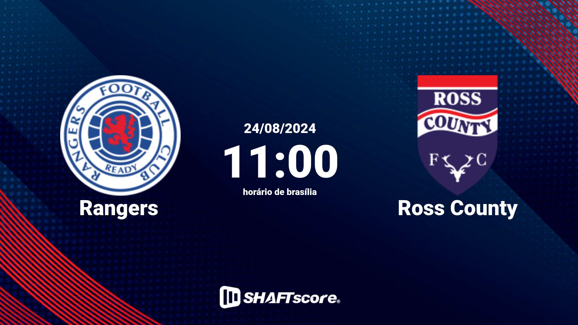 Estatísticas do jogo Rangers vs Ross County 24.08 11:00