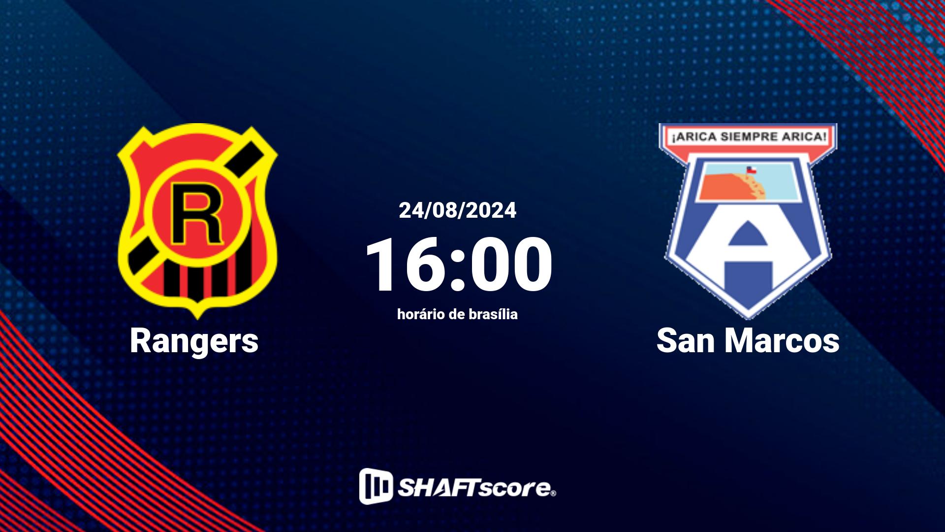 Estatísticas do jogo Rangers vs San Marcos 24.08 16:00