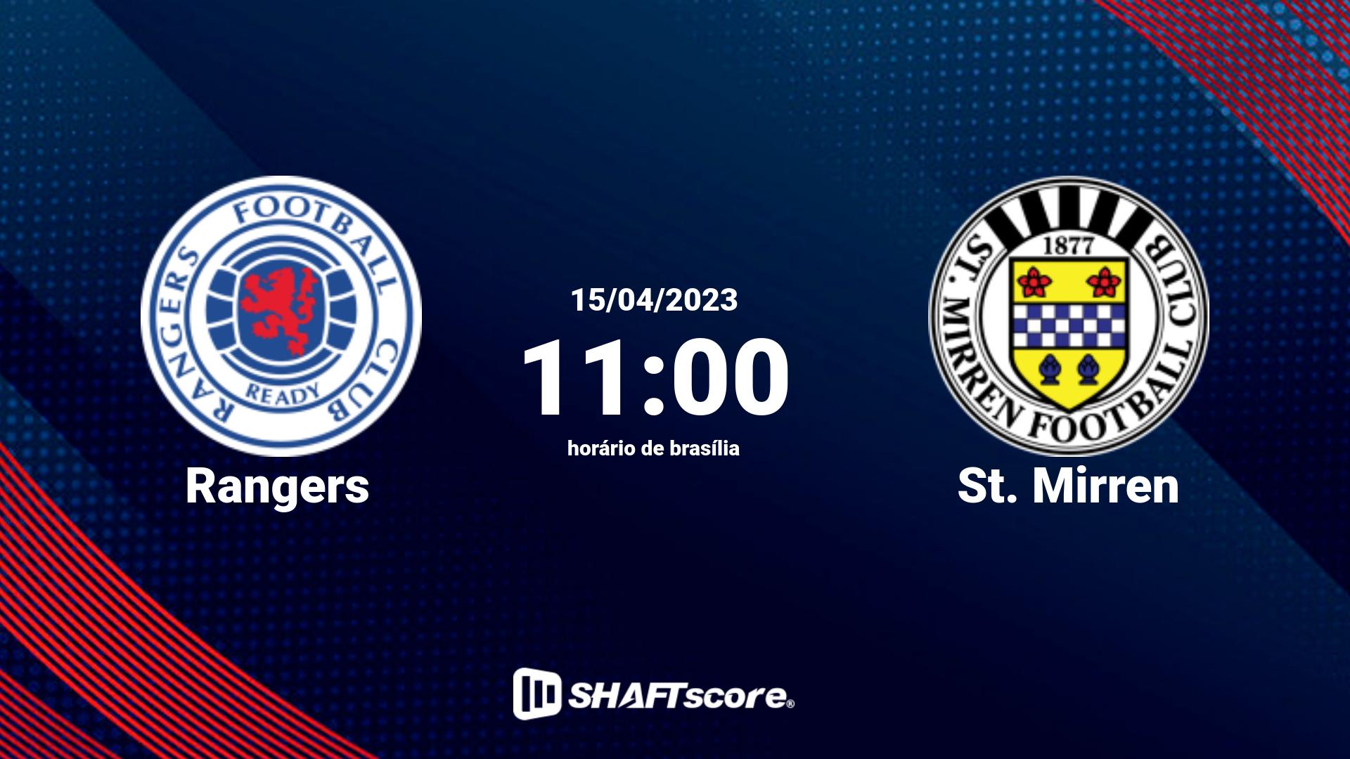 Estatísticas do jogo Rangers vs St. Mirren 15.04 11:00