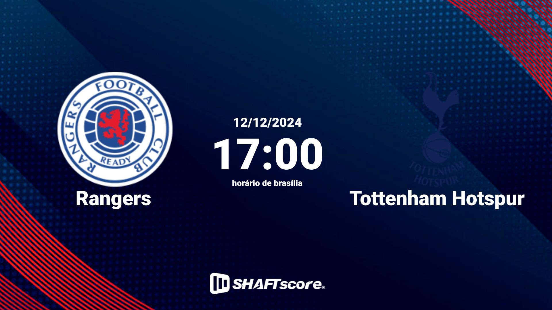 Estatísticas do jogo Rangers vs Tottenham Hotspur 12.12 17:00