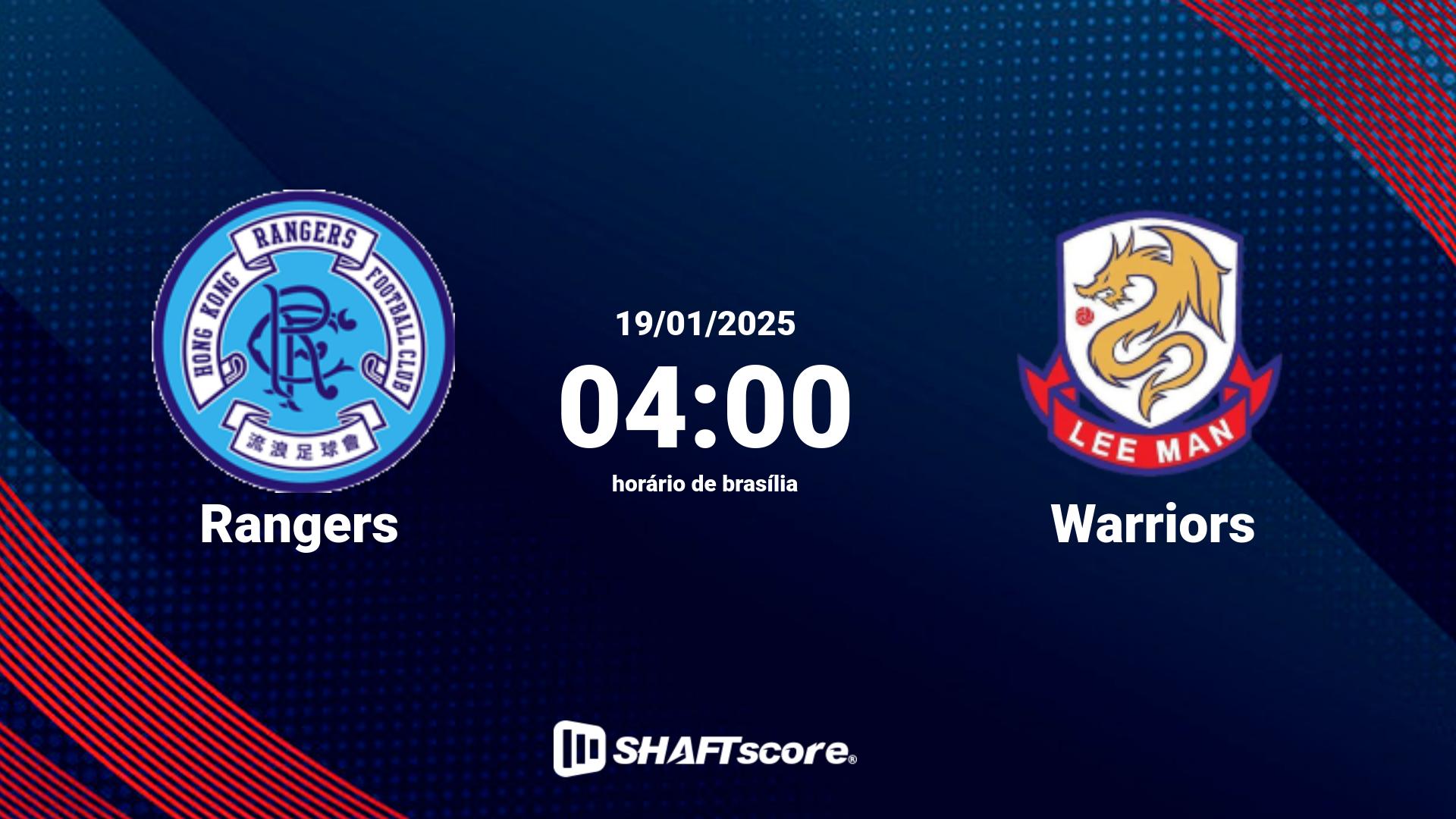 Estatísticas do jogo Rangers vs Warriors 19.01 04:00