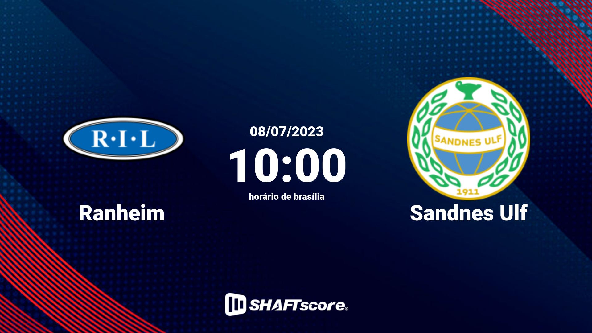 Estatísticas do jogo Ranheim vs Sandnes Ulf 08.07 10:00