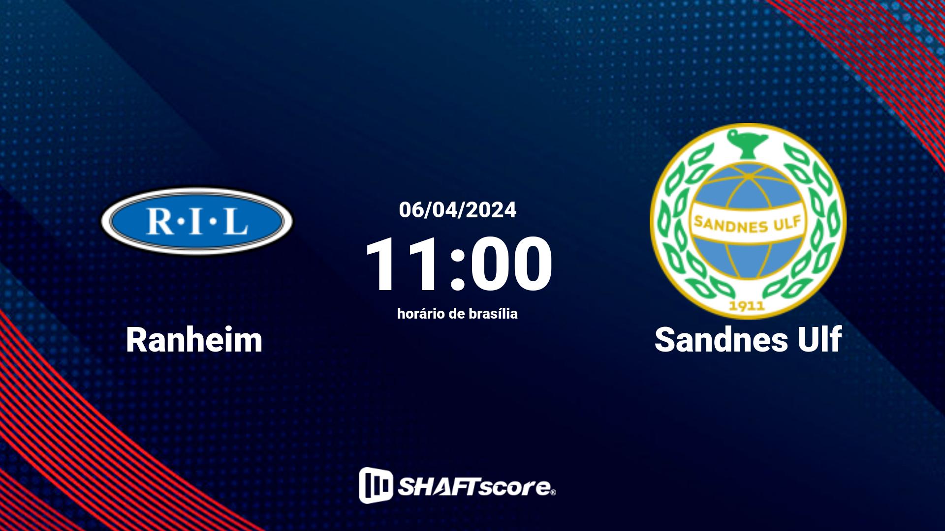 Estatísticas do jogo Ranheim vs Sandnes Ulf 06.04 11:00