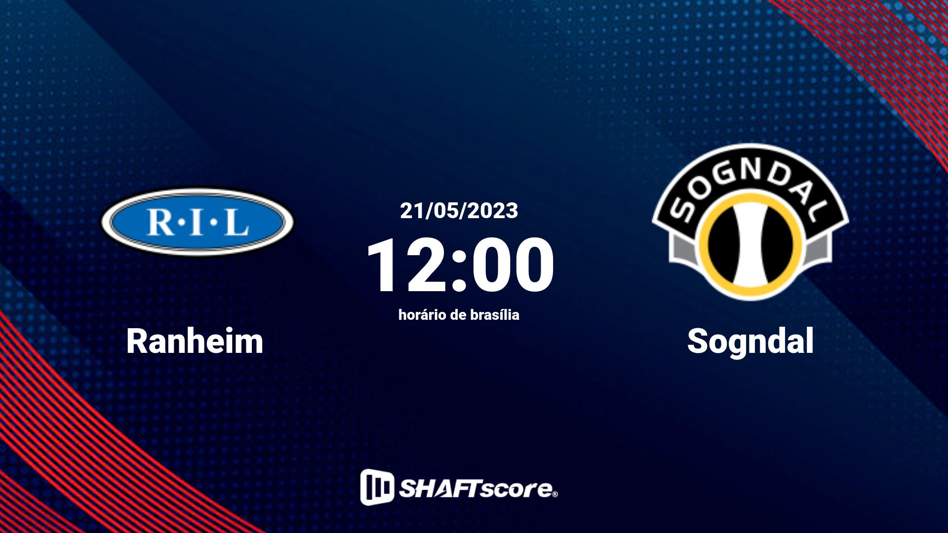 Estatísticas do jogo Ranheim vs Sogndal 21.05 12:00