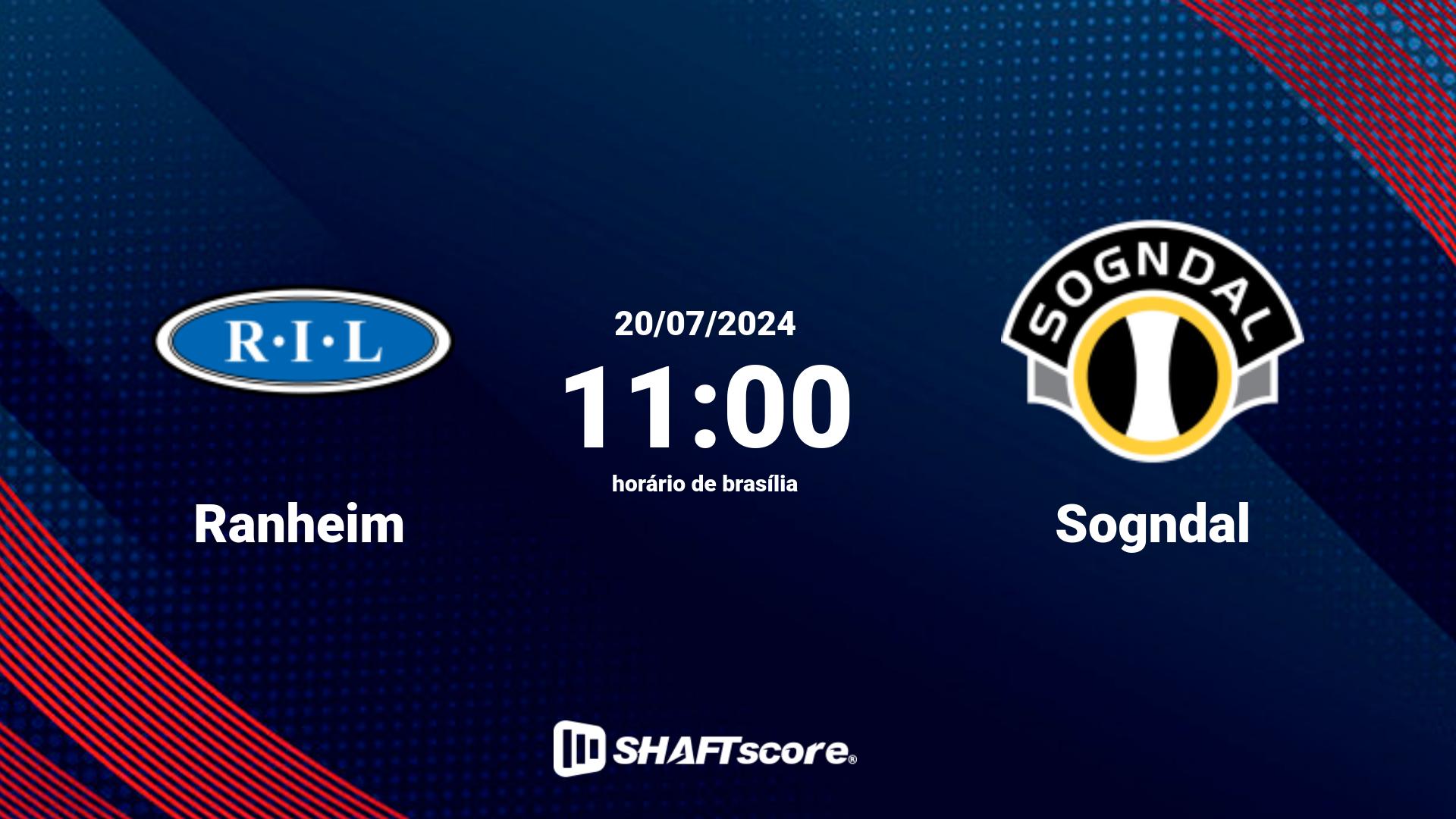 Estatísticas do jogo Ranheim vs Sogndal 20.07 11:00