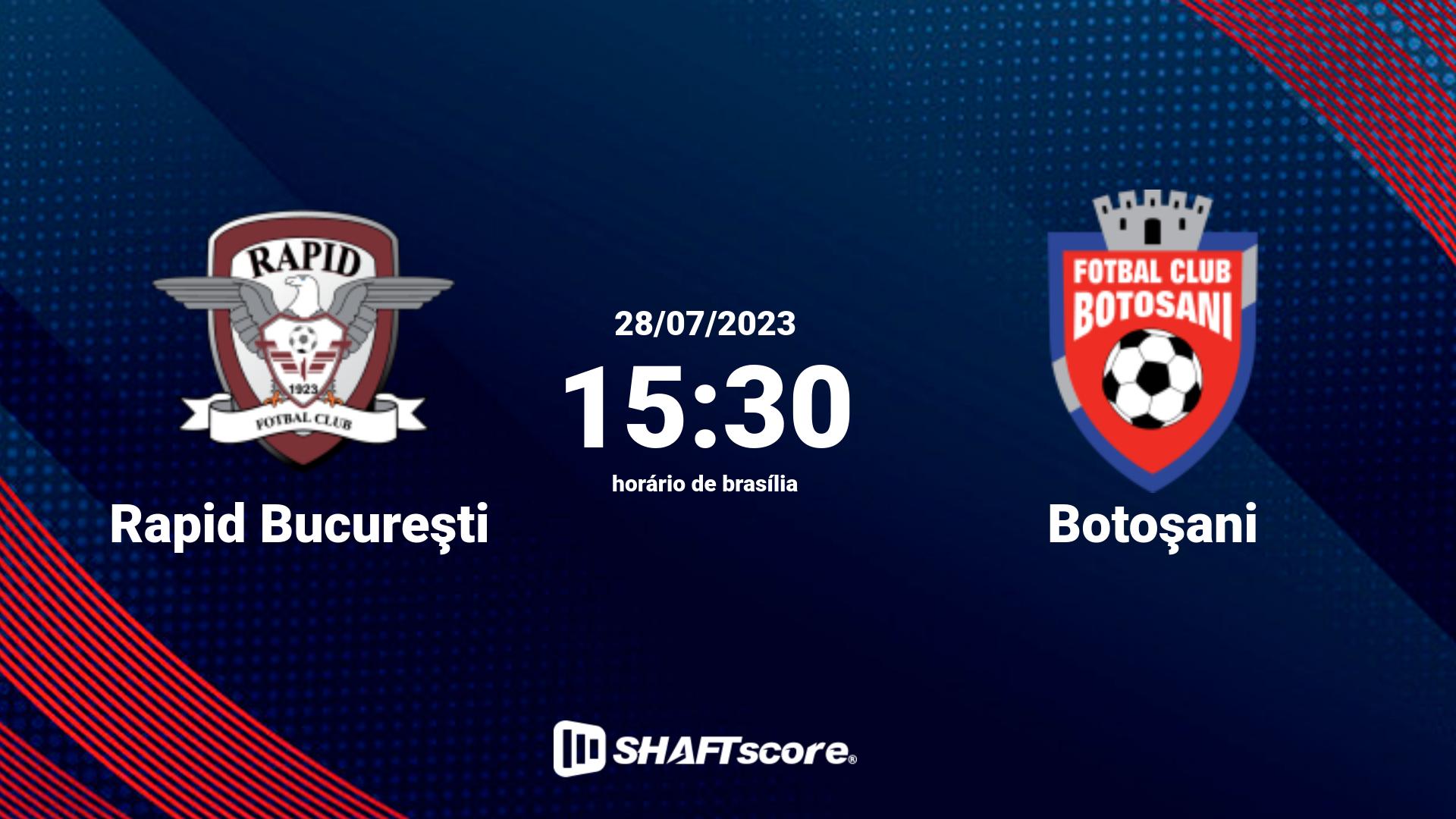 Estatísticas do jogo Rapid Bucureşti vs Botoşani 28.07 15:30