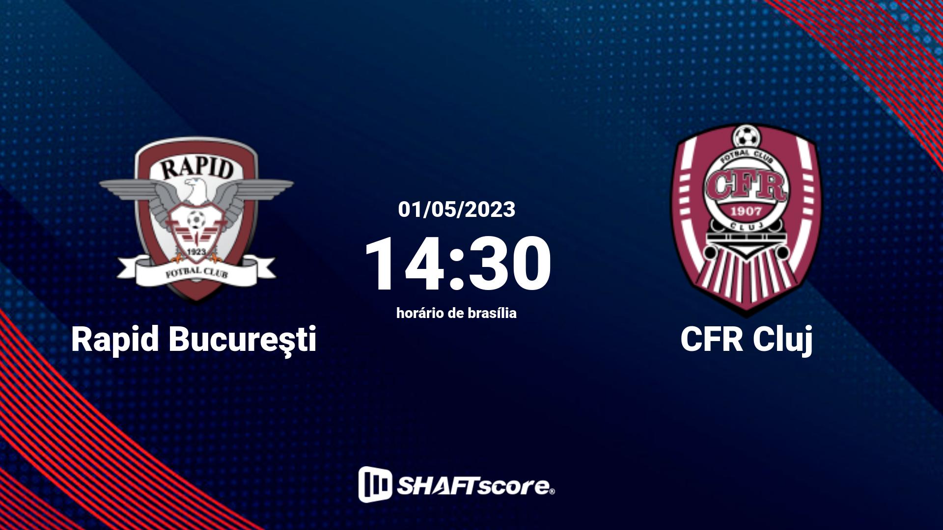 Estatísticas do jogo Rapid Bucureşti vs CFR Cluj 01.05 14:30