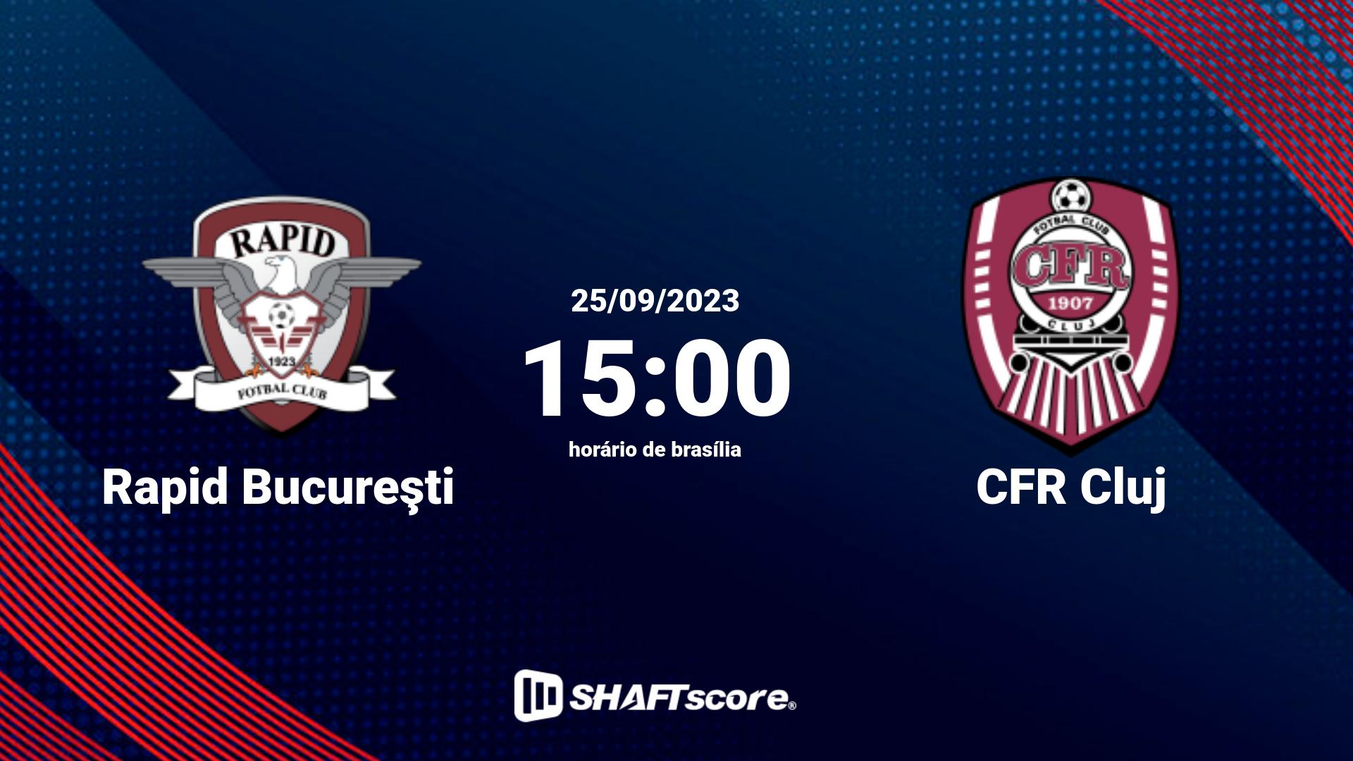 Estatísticas do jogo Rapid Bucureşti vs CFR Cluj 25.09 15:00