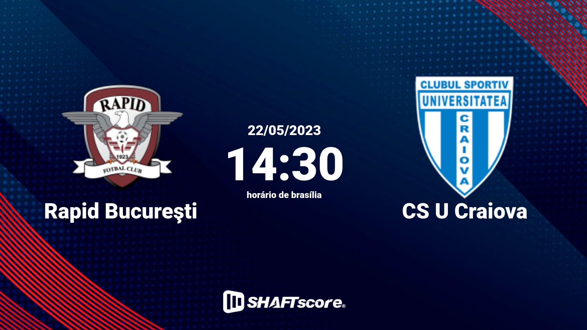 Estatísticas do jogo Rapid Bucureşti vs CS U Craiova 22.05 14:30