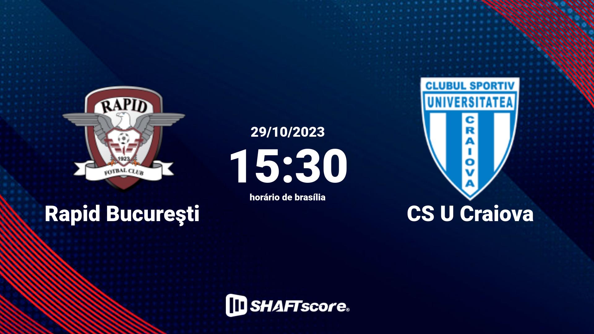 Estatísticas do jogo Rapid Bucureşti vs CS U Craiova 29.10 15:30