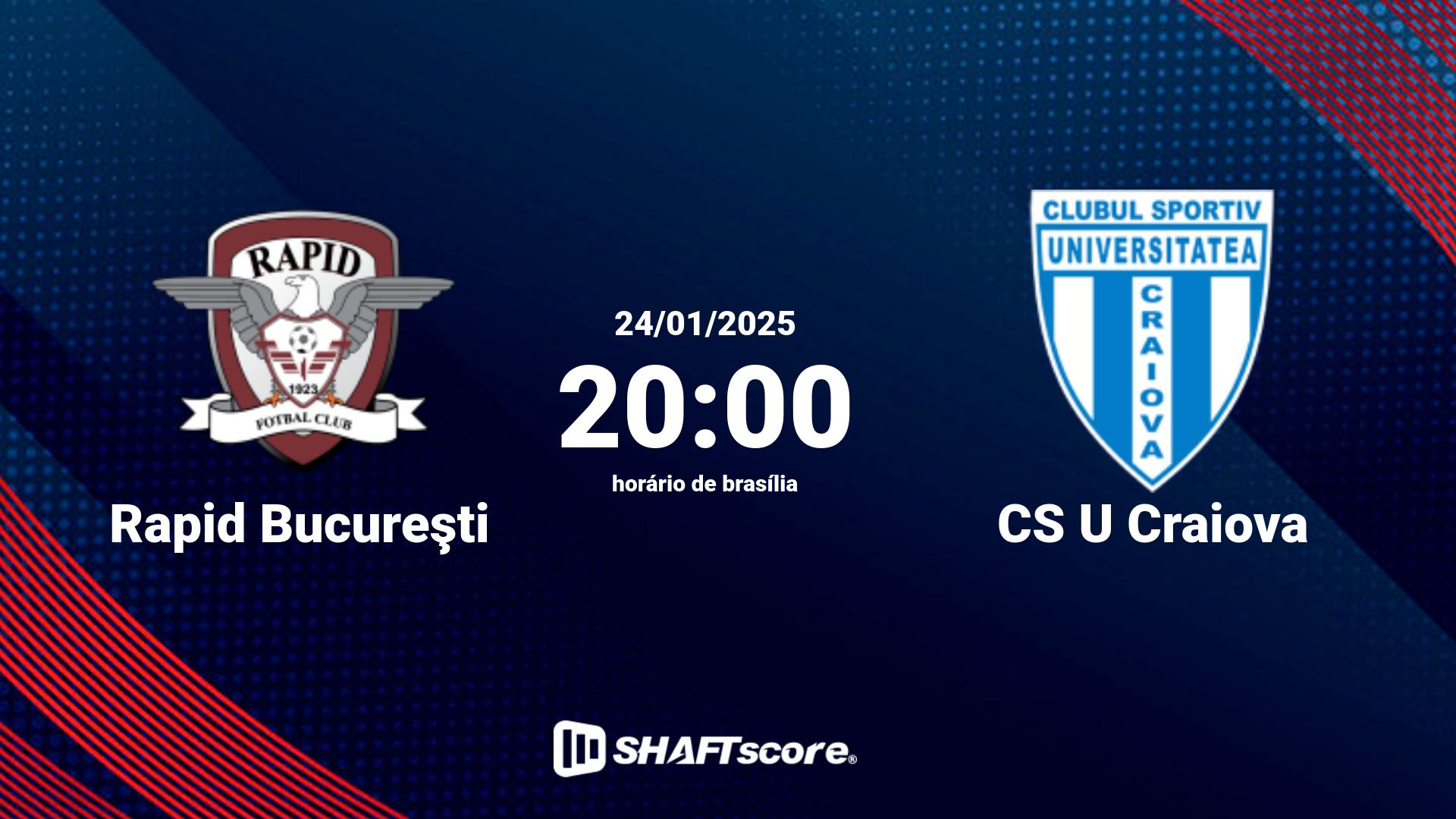 Estatísticas do jogo Rapid Bucureşti vs CS U Craiova 24.01 20:00