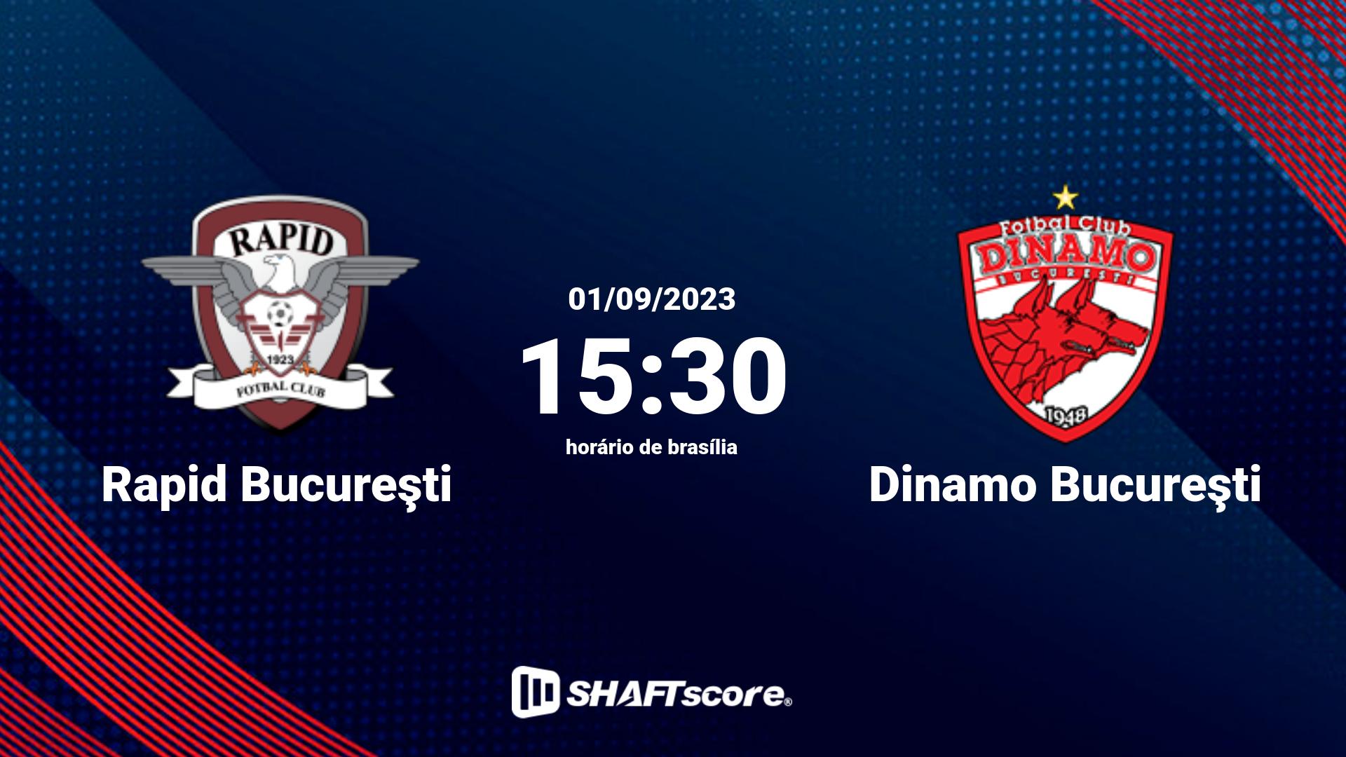 Estatísticas do jogo Rapid Bucureşti vs Dinamo Bucureşti 01.09 15:30