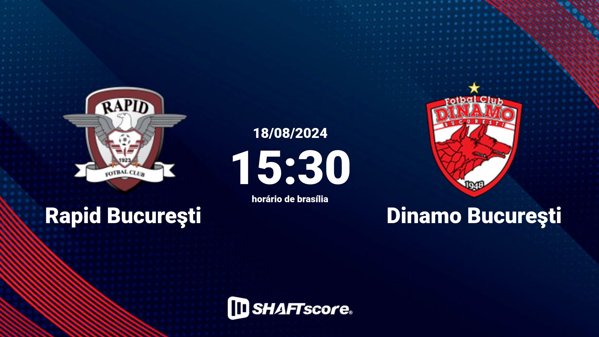 Estatísticas do jogo Rapid Bucureşti vs Dinamo Bucureşti 18.08 15:30