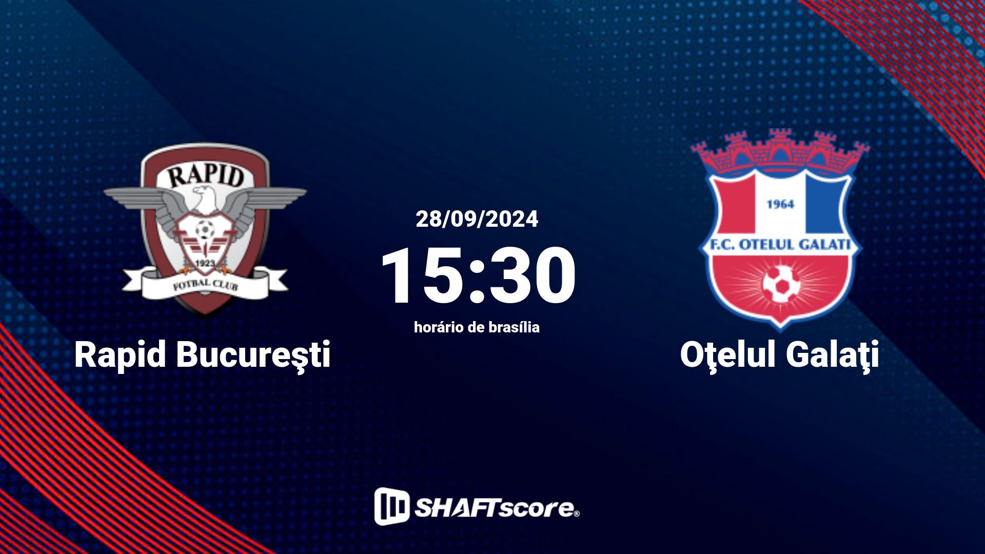 Estatísticas do jogo Rapid Bucureşti vs Oţelul Galaţi 28.09 15:30