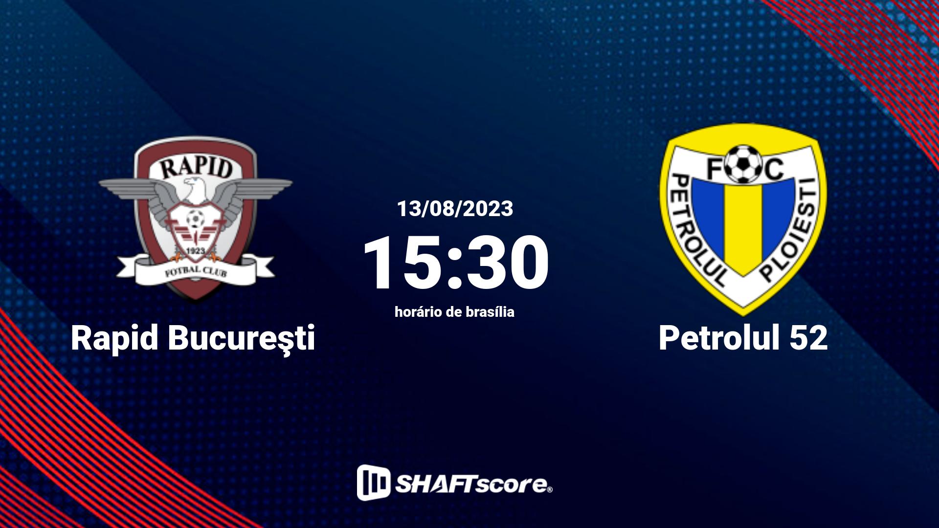 Estatísticas do jogo Rapid Bucureşti vs Petrolul 52 13.08 15:30