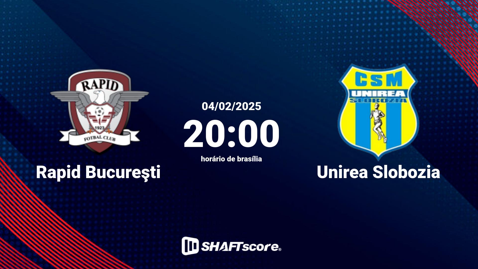 Estatísticas do jogo Rapid Bucureşti vs Unirea Slobozia 04.02 20:00