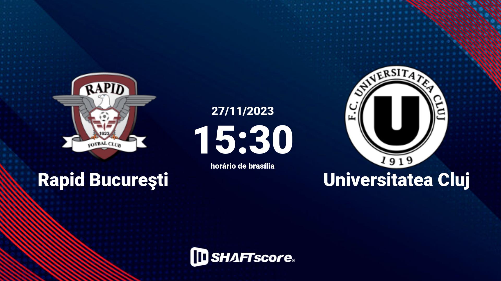 Estatísticas do jogo Rapid Bucureşti vs Universitatea Cluj 27.11 15:30