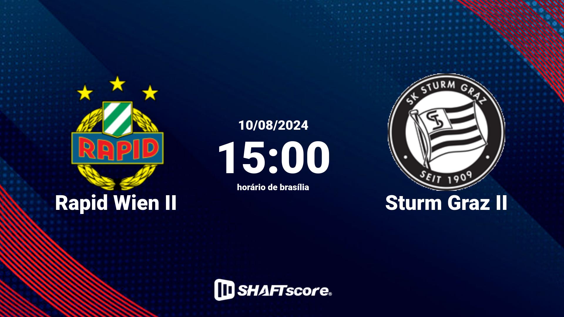 Estatísticas do jogo Rapid Wien II vs Sturm Graz II 10.08 15:00