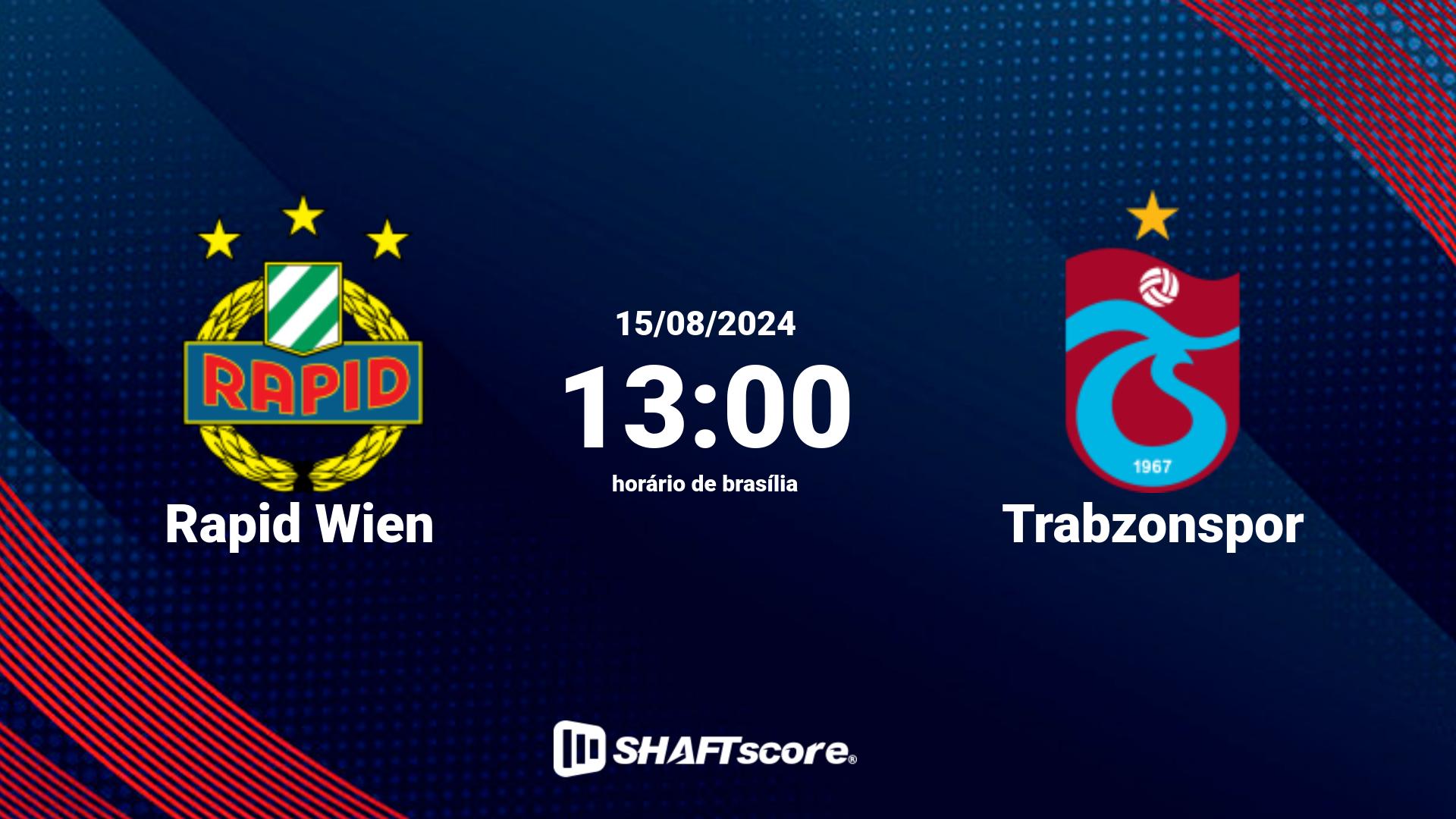 Estatísticas do jogo Rapid Wien vs Trabzonspor 15.08 13:00